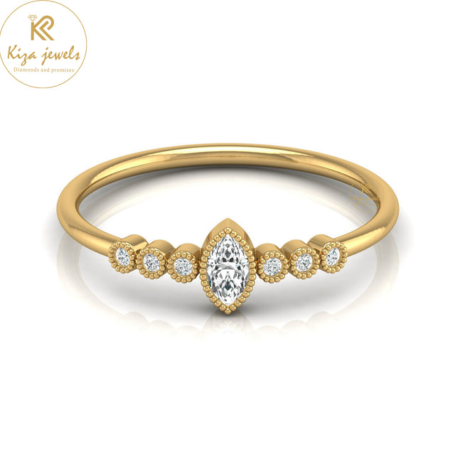 0.13 TDW Marquise & Round Cut Minimalist Diamond Ring