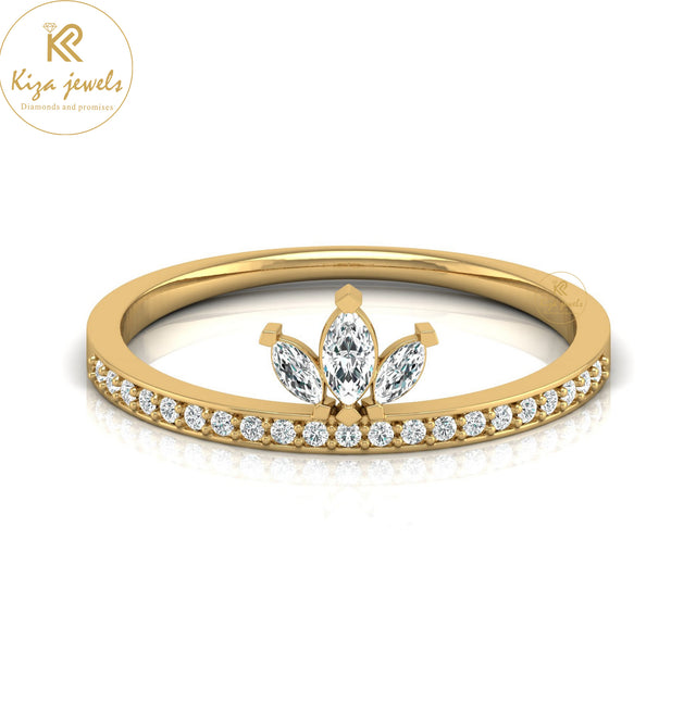 0.17 TDW Marquise & Round Cut Minimalist Diamond Ring