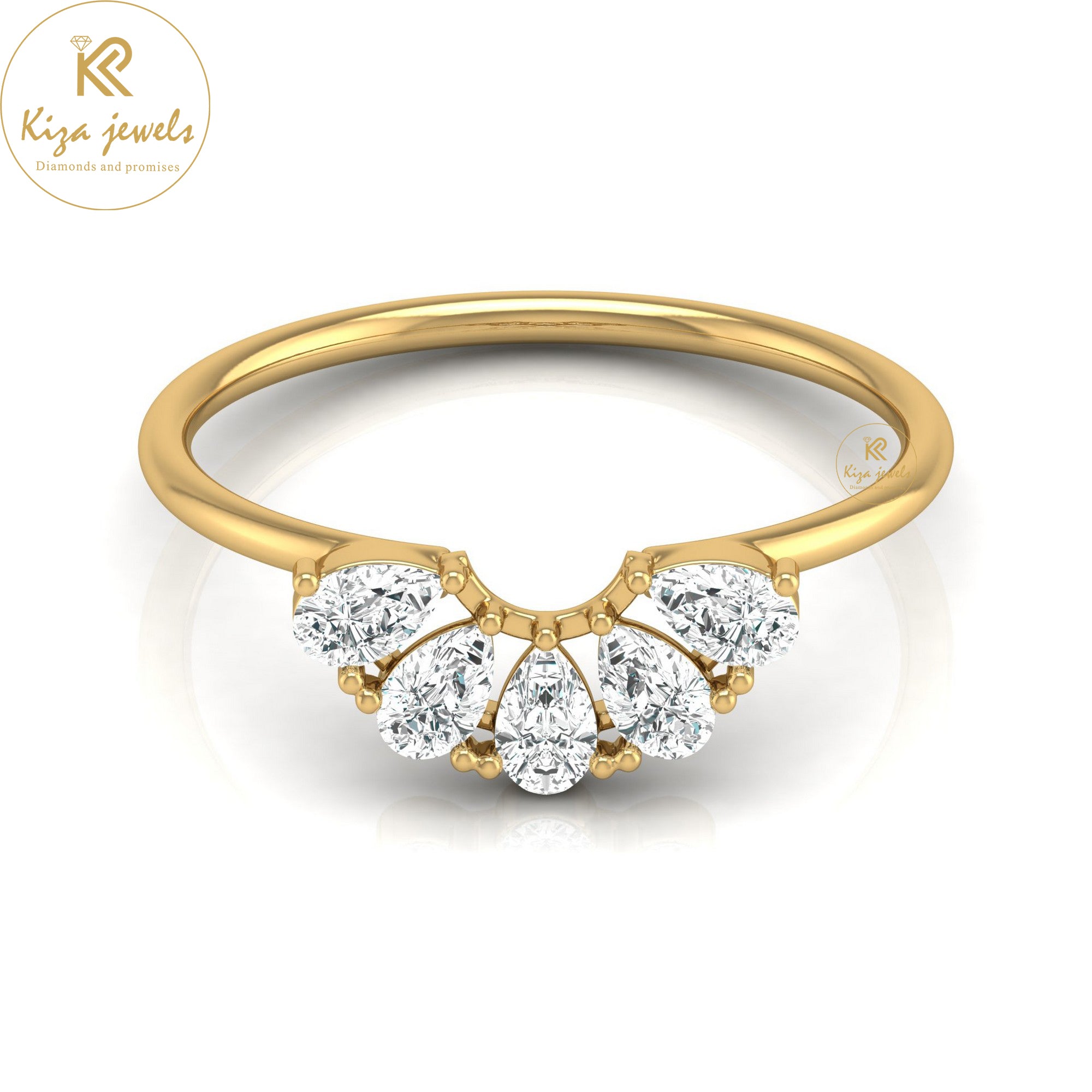 0.46 TDW Pear Cut Minimalist Diamond Ring