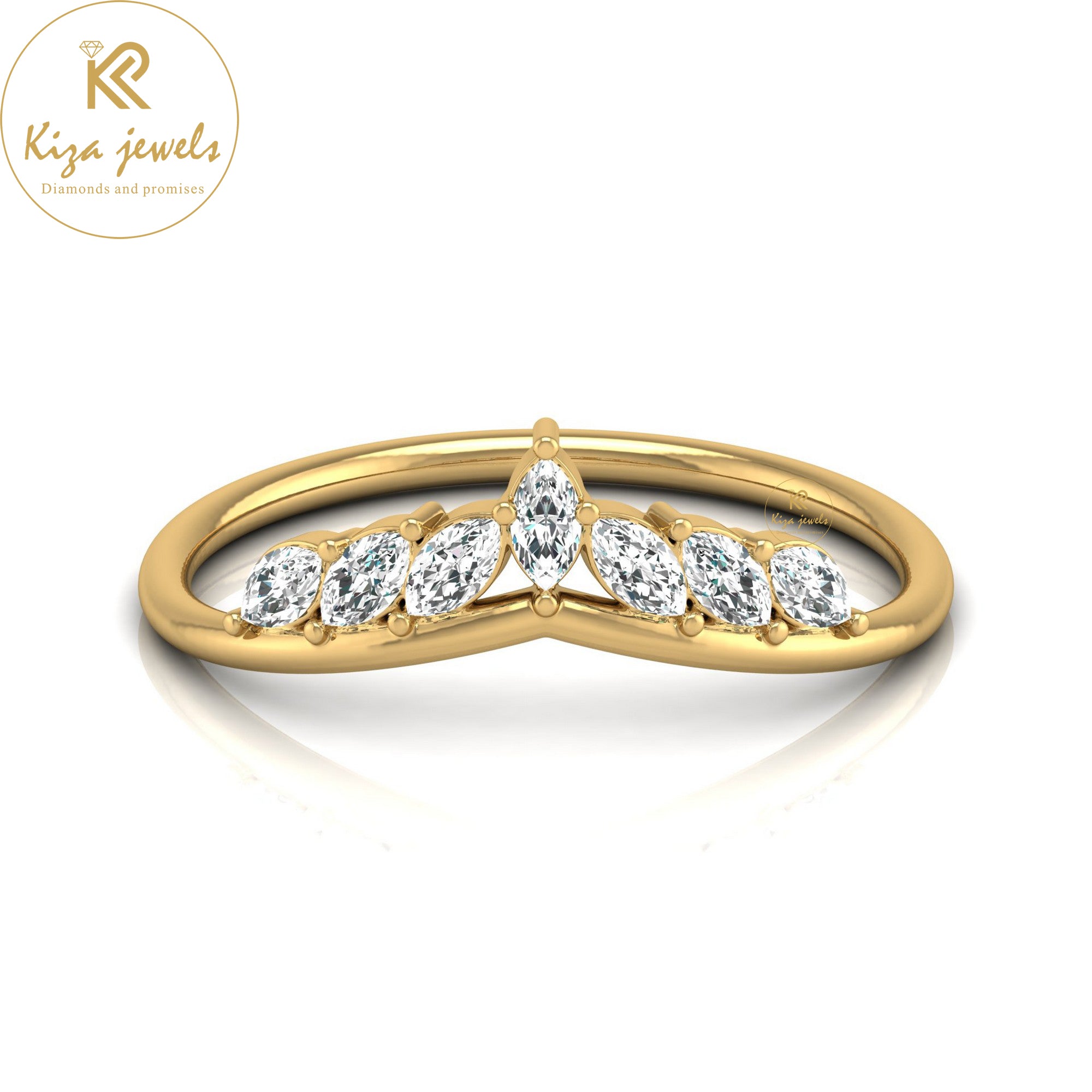 0.25 TDW Marquise Cut Minimalist Diamond Ring