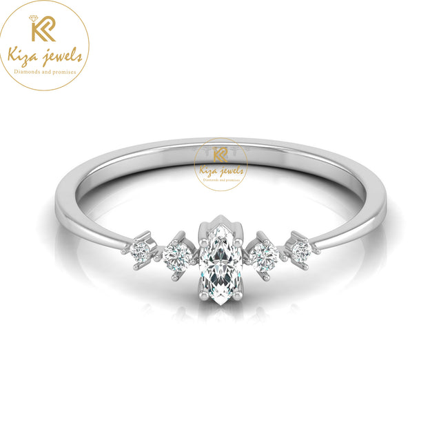 0.16 TDW Round & Marquise Cut Minimalist Diamond Ring