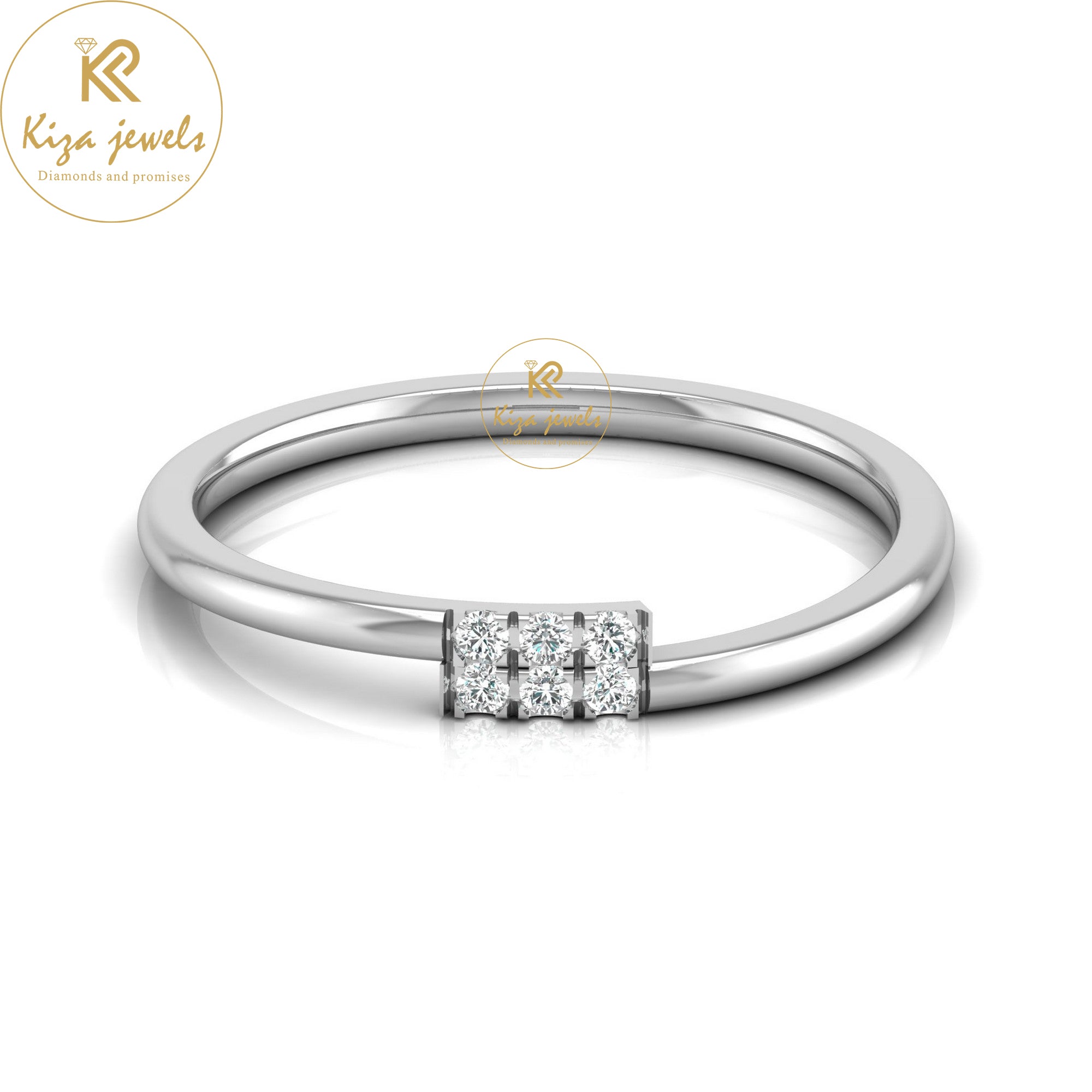 0.06 TDW Round Cut Women's Minimalist Diamond Ring