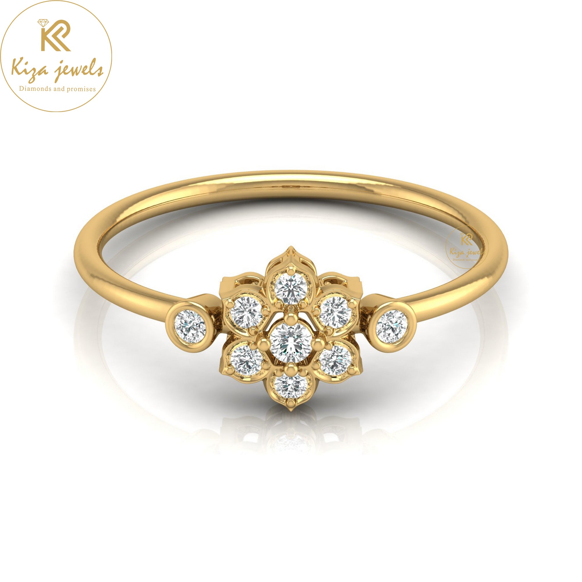 0.13 TDW Round Cut Minimalist Diamond Ring