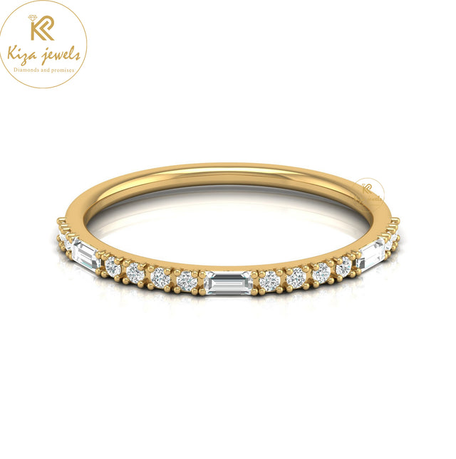 0.24 TDW Round & Baguette Cut Minimalist Diamond Ring