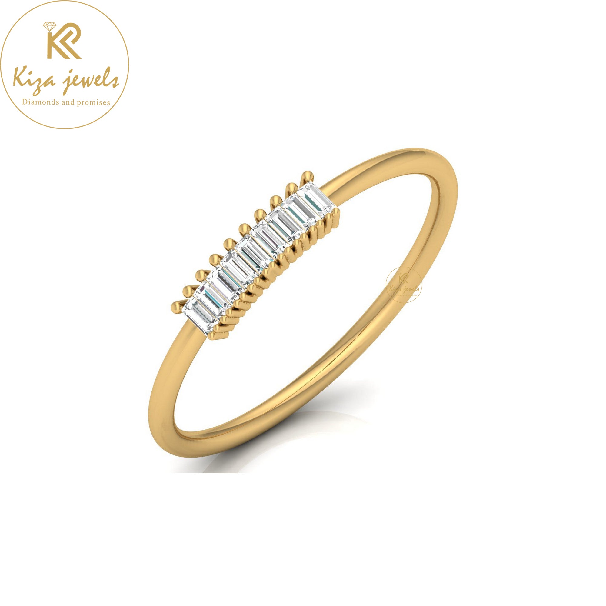 0.12 TDW Baguette Cut Minimalist Diamond Ring