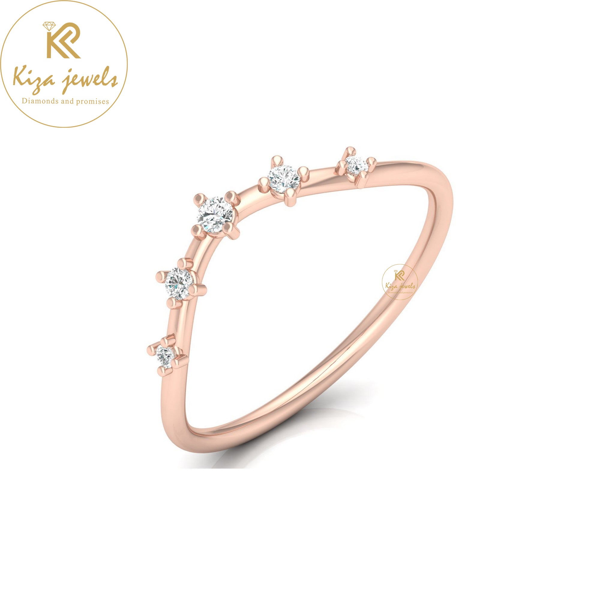 0.08 TDW Round Cut Minimalist Diamond Ring