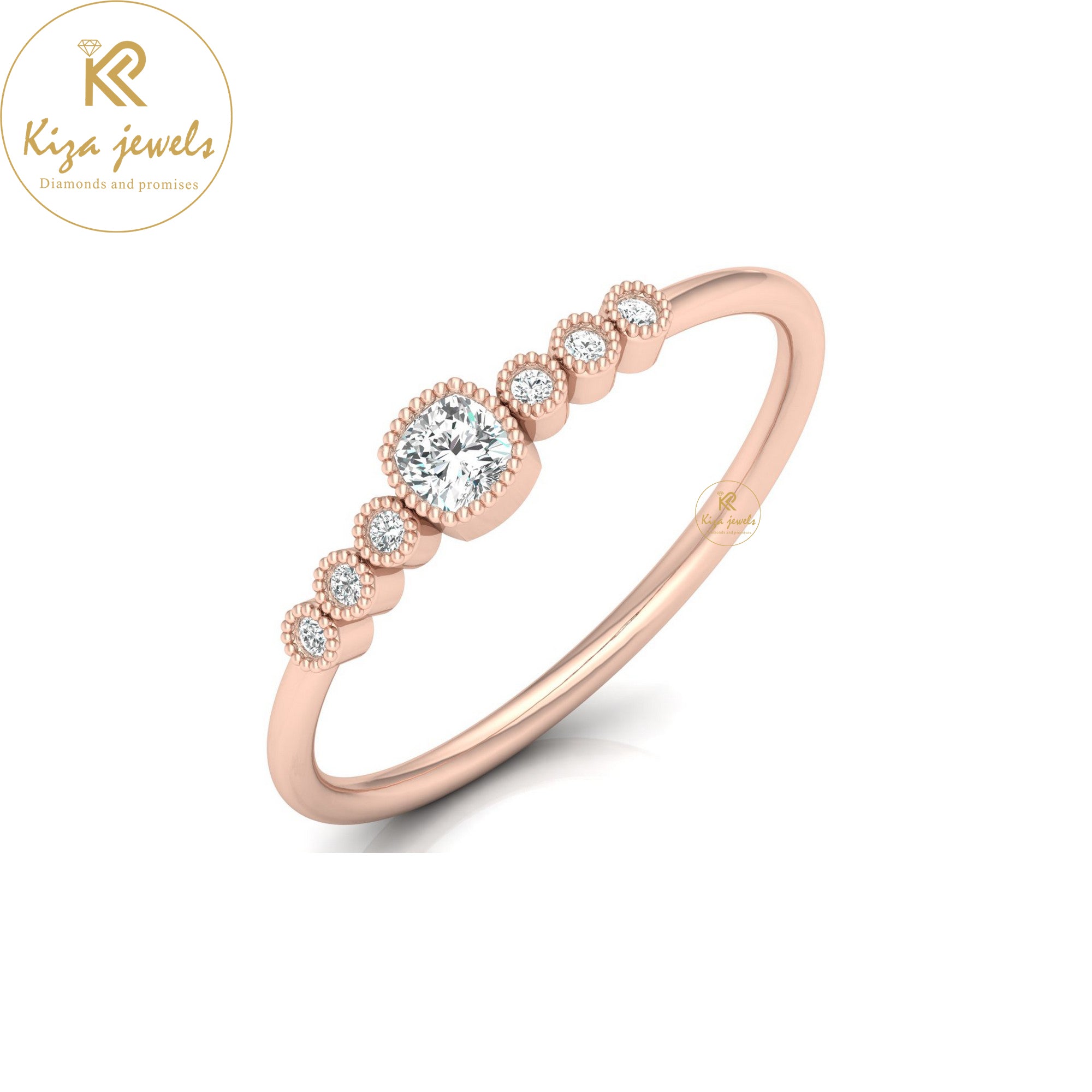 0.17 TDW Cushion & Round Cut Minimalist Diamond Ring