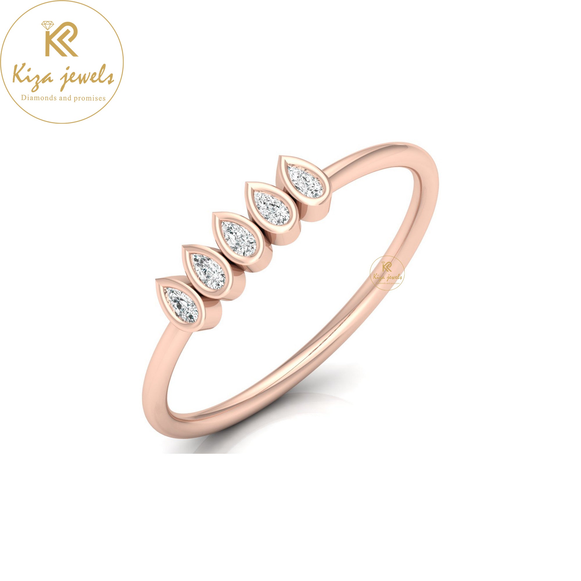 0.07 TDW Pear Cut Minimalist Diamond Ring