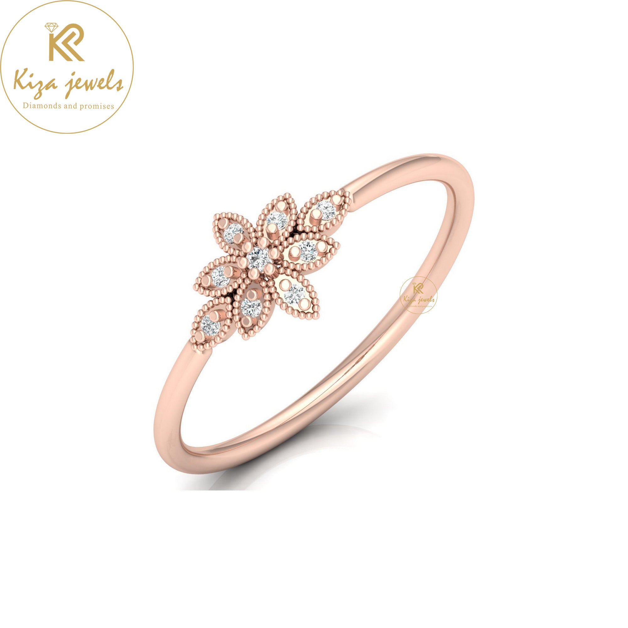 0.04 TDW Round Cut Minimalist Diamond Ring
