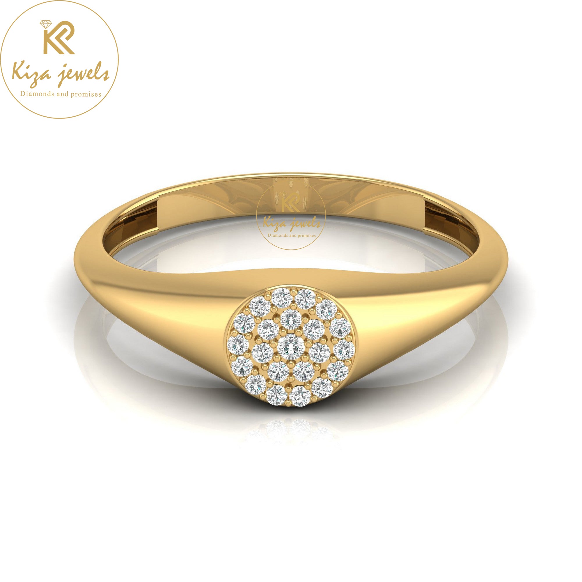 0.088 TDW Round Cut Women's Minimalist Diamond Ring