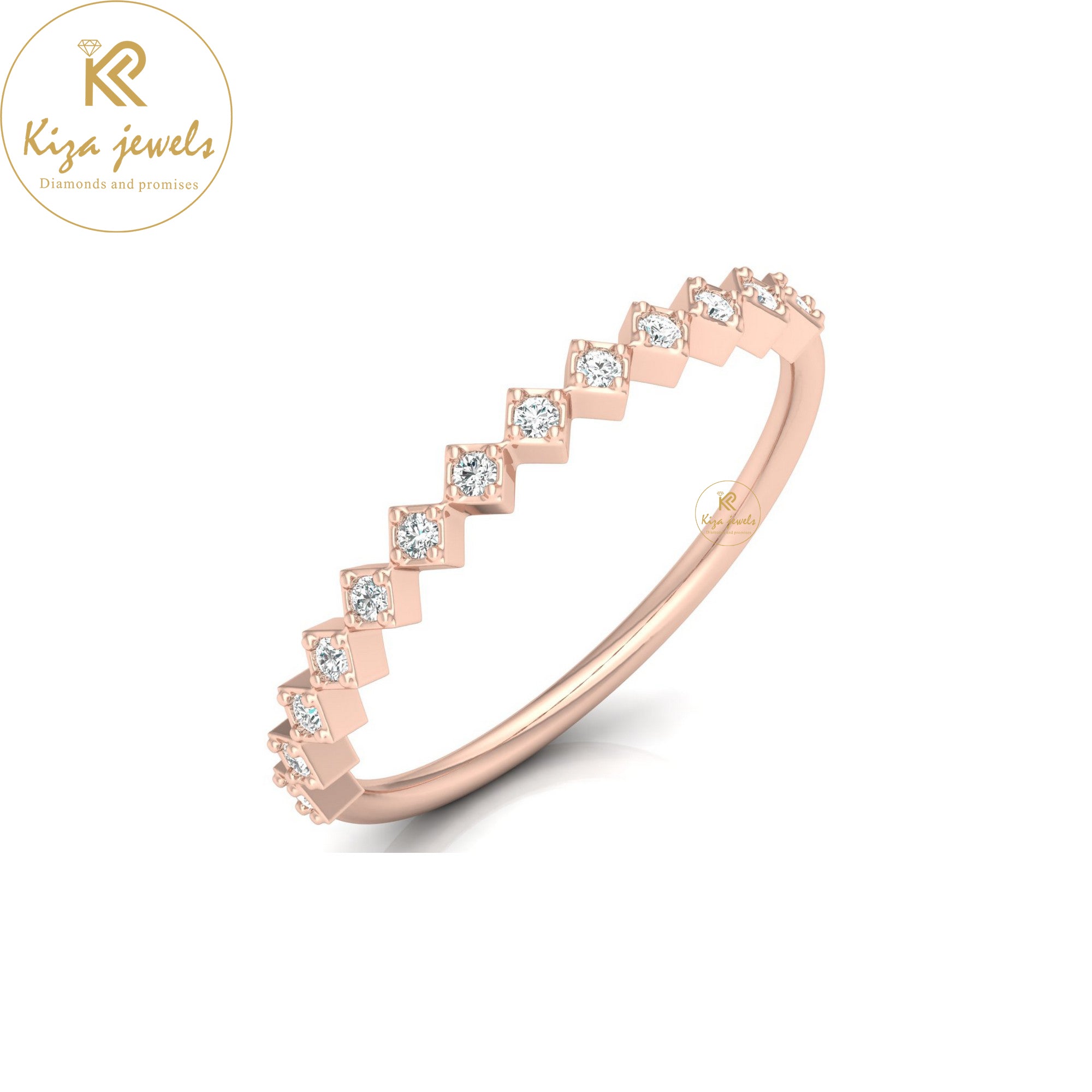 0.11 TDW Round Cut Minimalist Diamond Ring