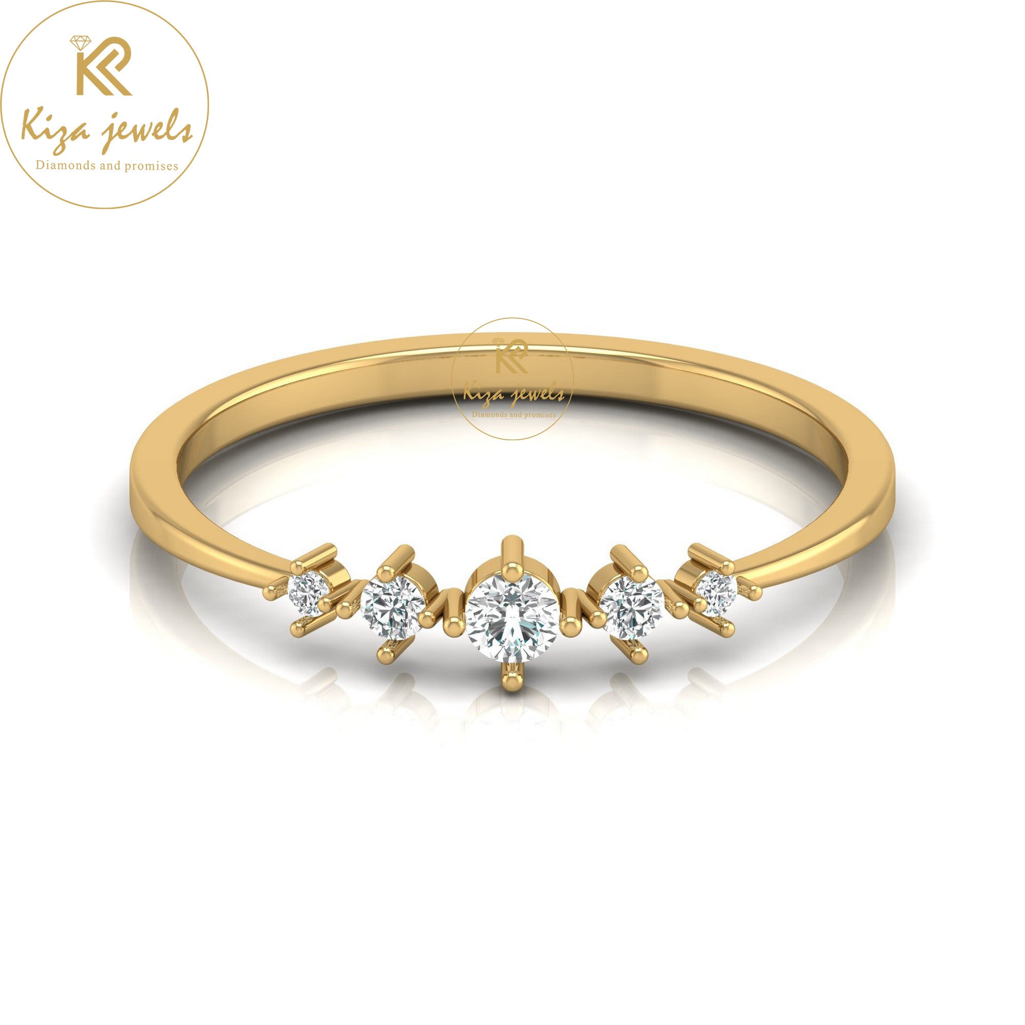 0.12 TDW Round Cut Minimalist Diamond Ring