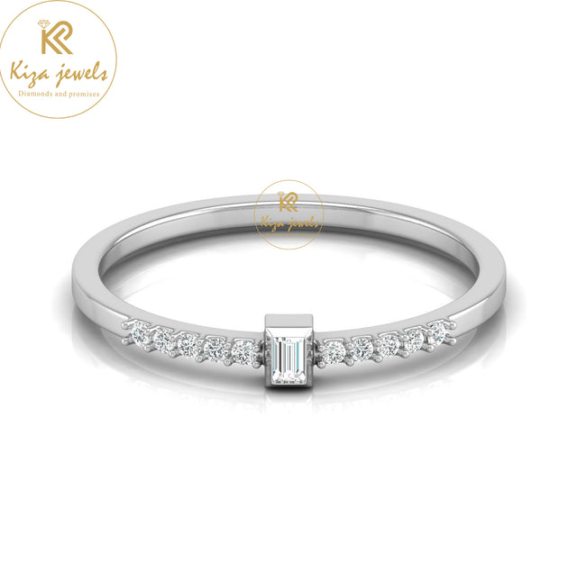 0.08 TDW Round & Baguette Cut Minimalist Diamond Ring