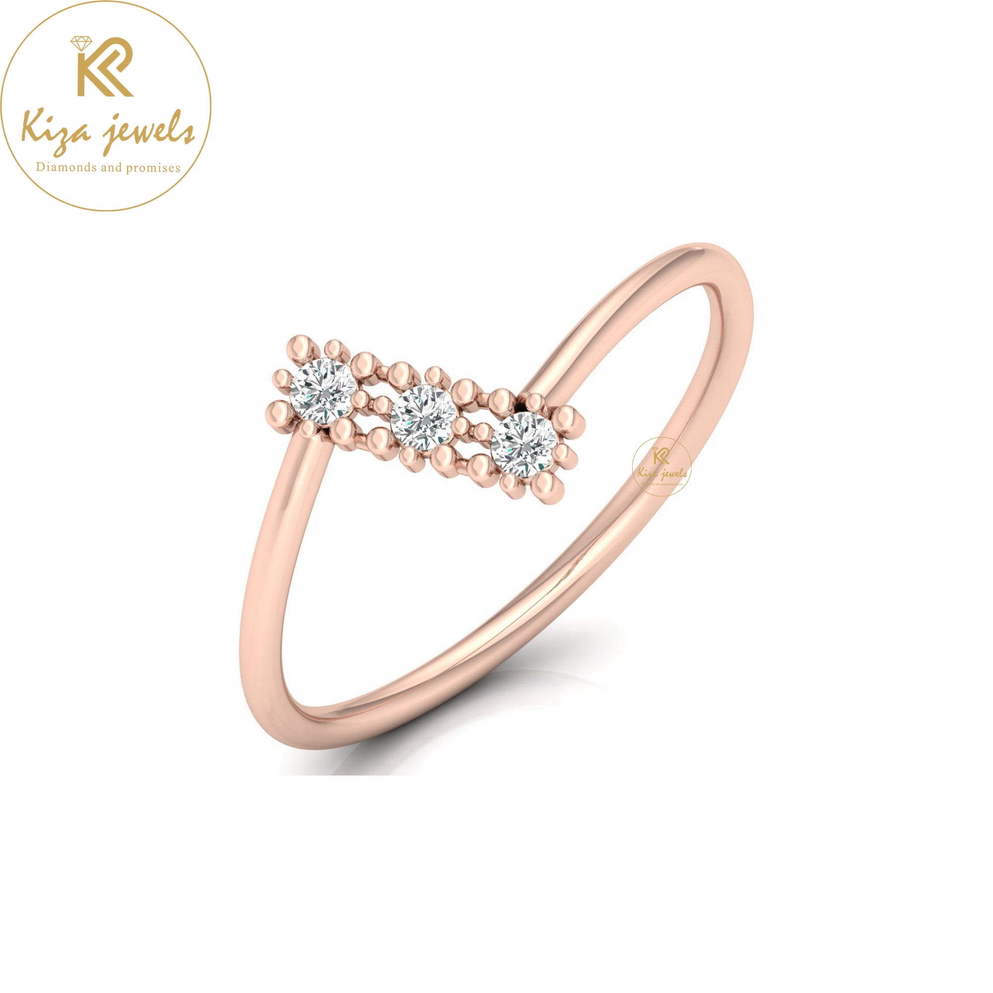 0.09 TDW Round Cut Minimalist Diamond Ring