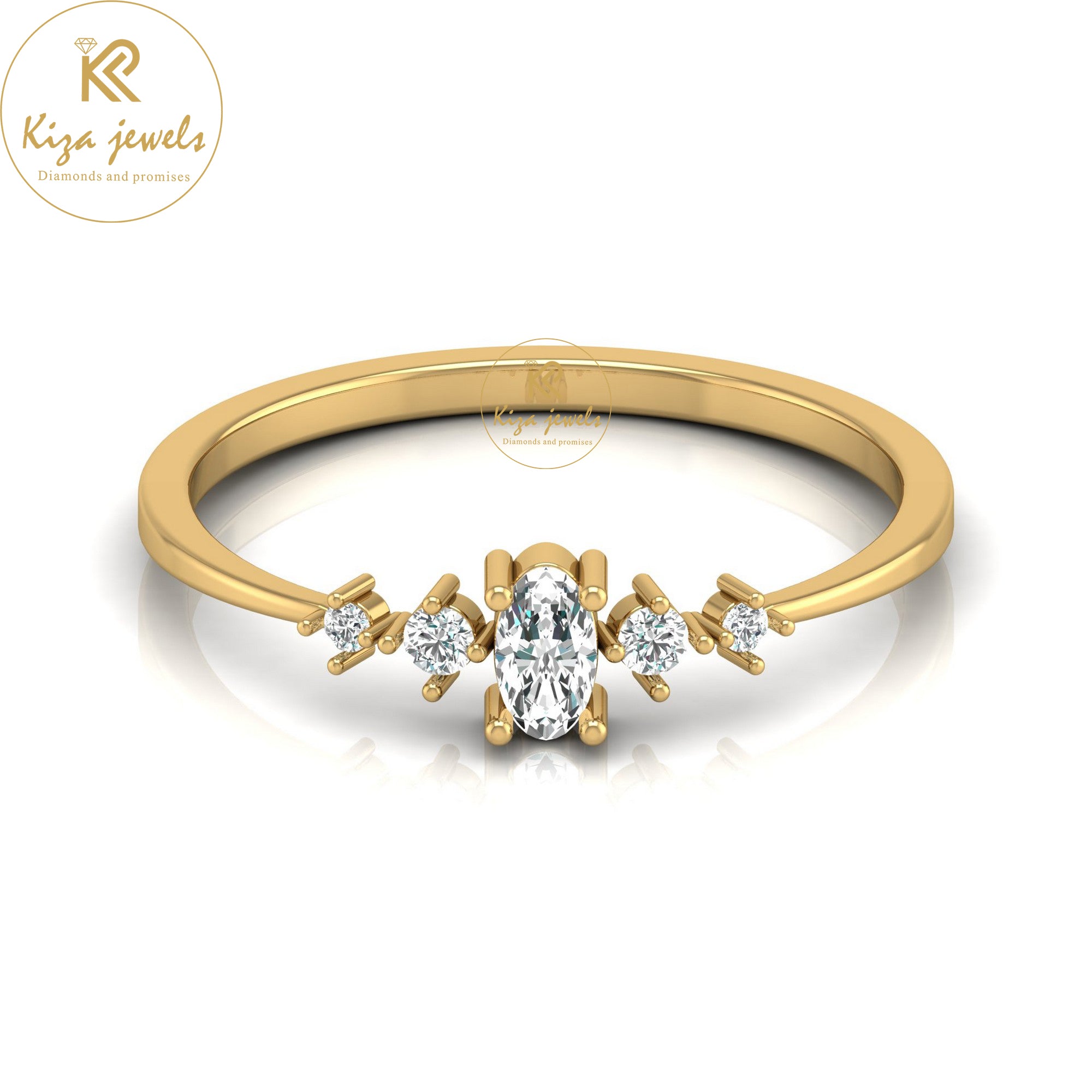 0.17 TDW Round & Oval Cut Minimalist Diamond Ring