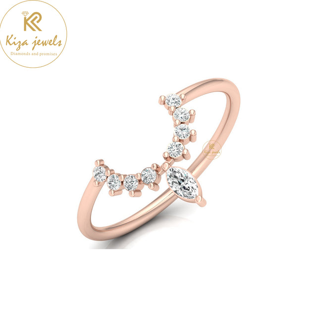 0.17 TDW Marquise & Round Cut Minimalist Diamond Ring