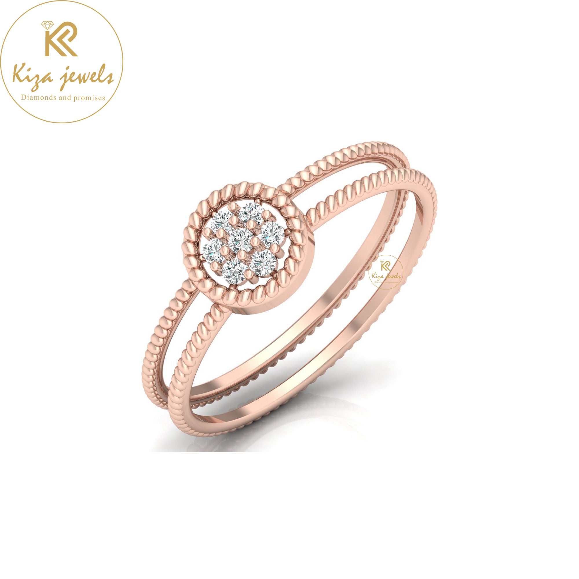 0.09 TDW Round Cut Minimalist Diamond Ring