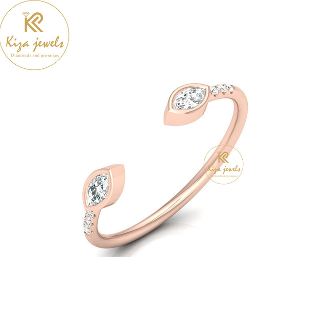 0.13 TDW Round & Marquise Cut Minimalist Diamond Ring