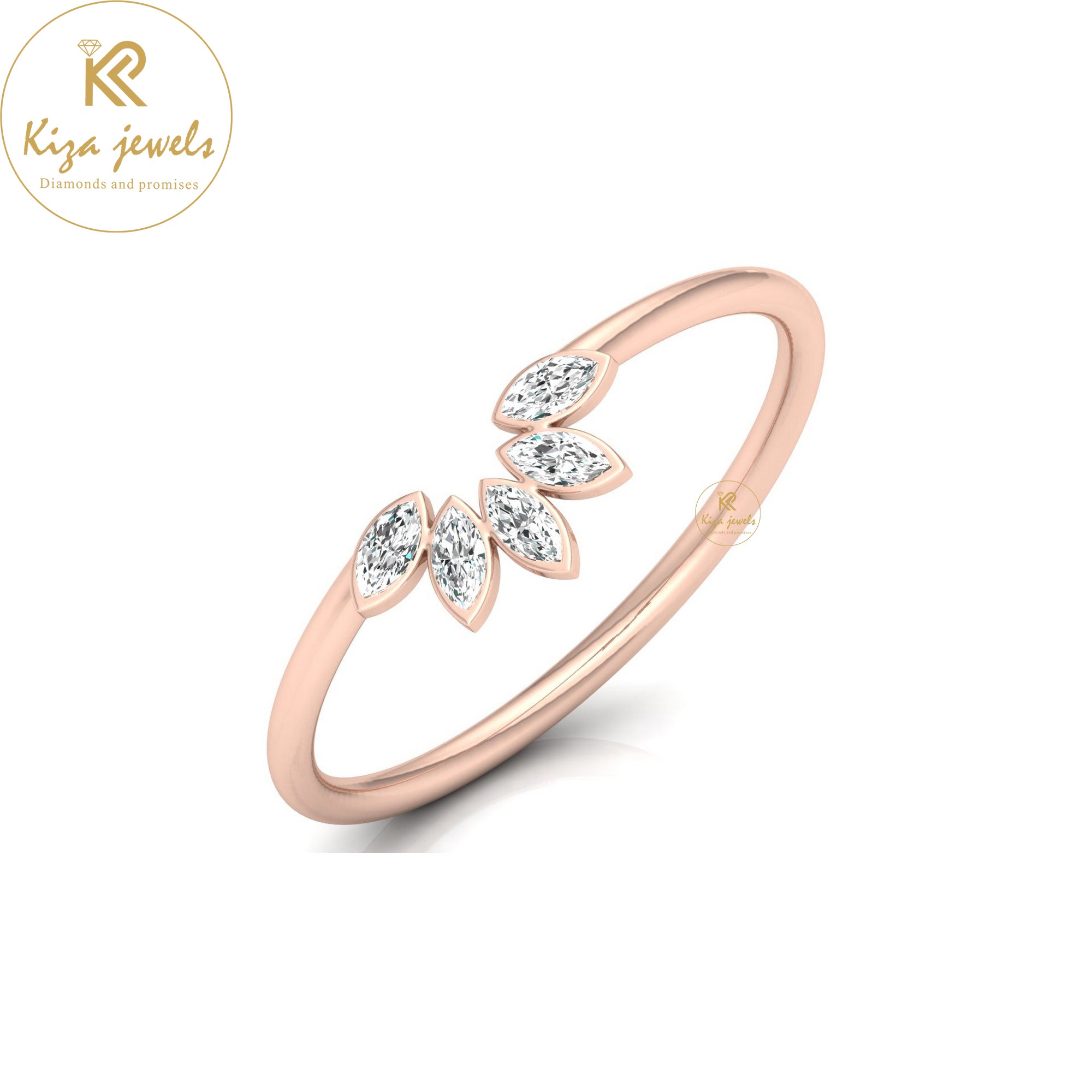 0.25 TDW Marquise Cut Minimalist Diamond Ring