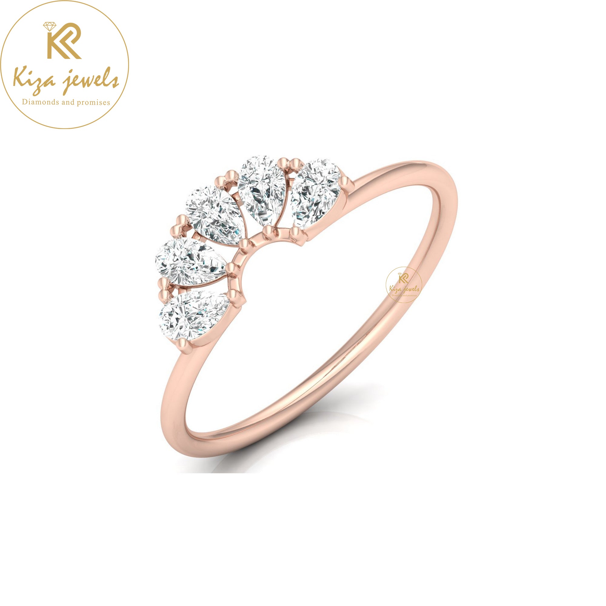 0.46 TDW Pear Cut Minimalist Diamond Ring