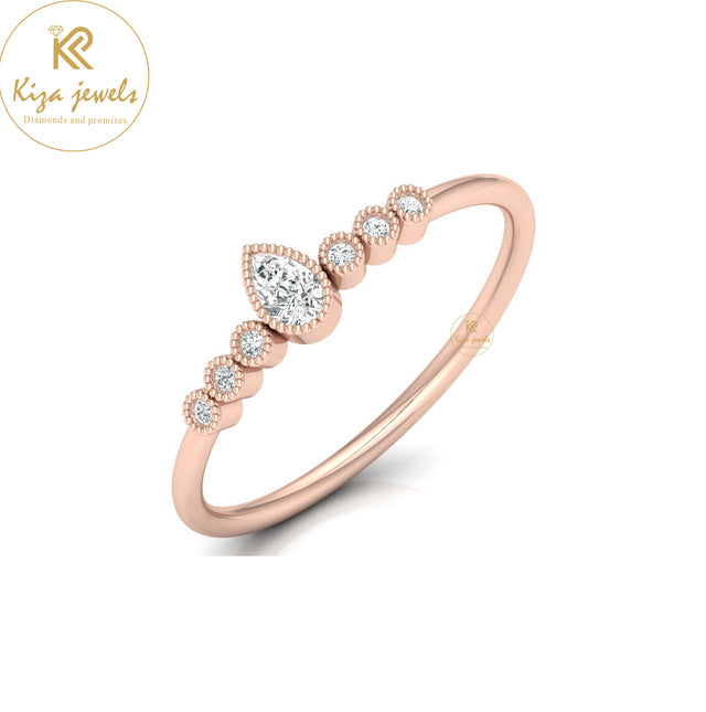 0.13 TDW Pear & Round Cut Minimalist Diamond Ring