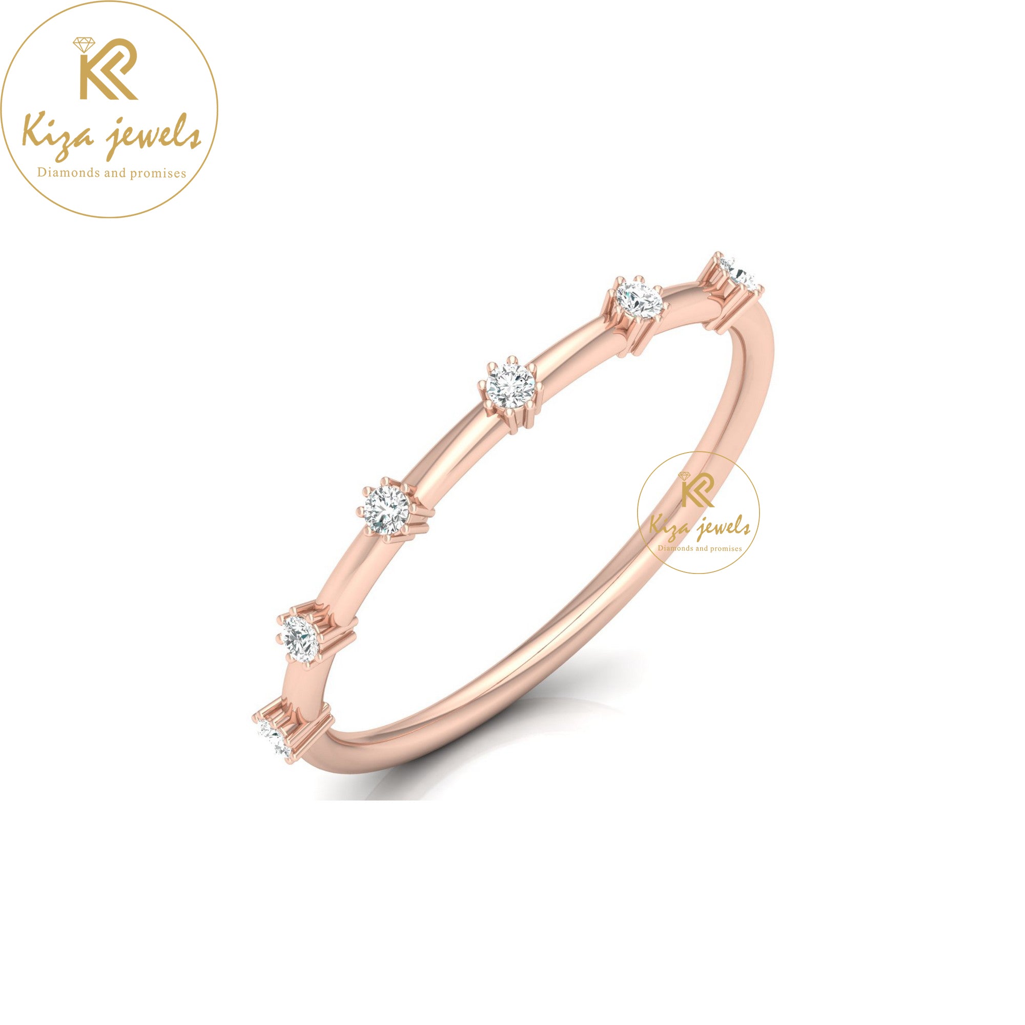 0.08 TDW Round Cut Women's Minimalist Diamond Ring