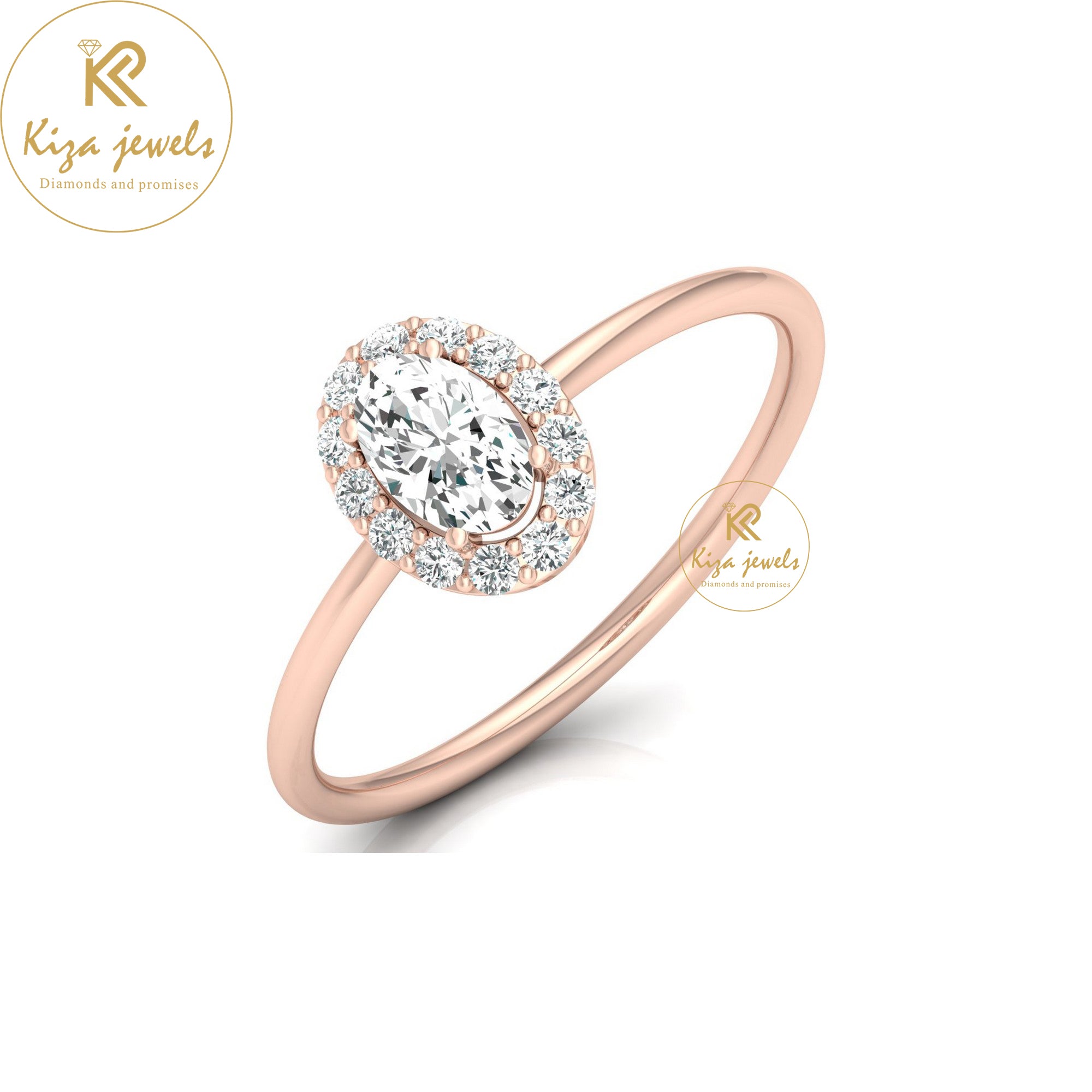 0.47 TDW Oval & Round Cut Minimalist Diamond Ring