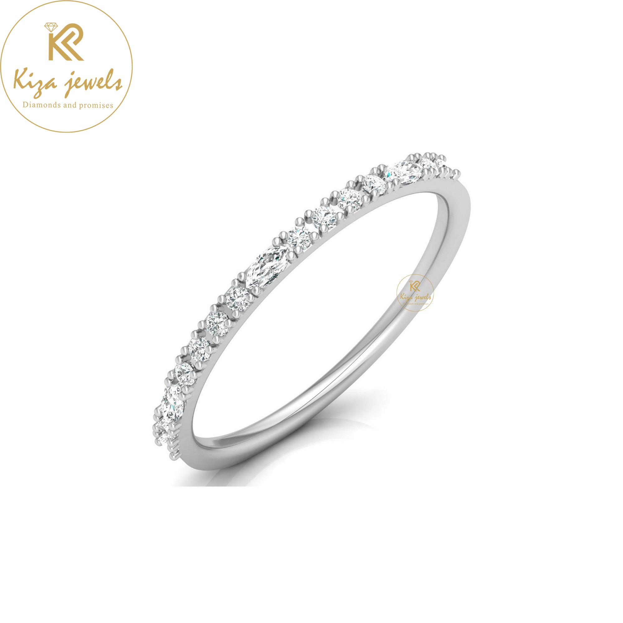 0.17 TDW Round & Marquise Cut Minimalist Diamond Ring