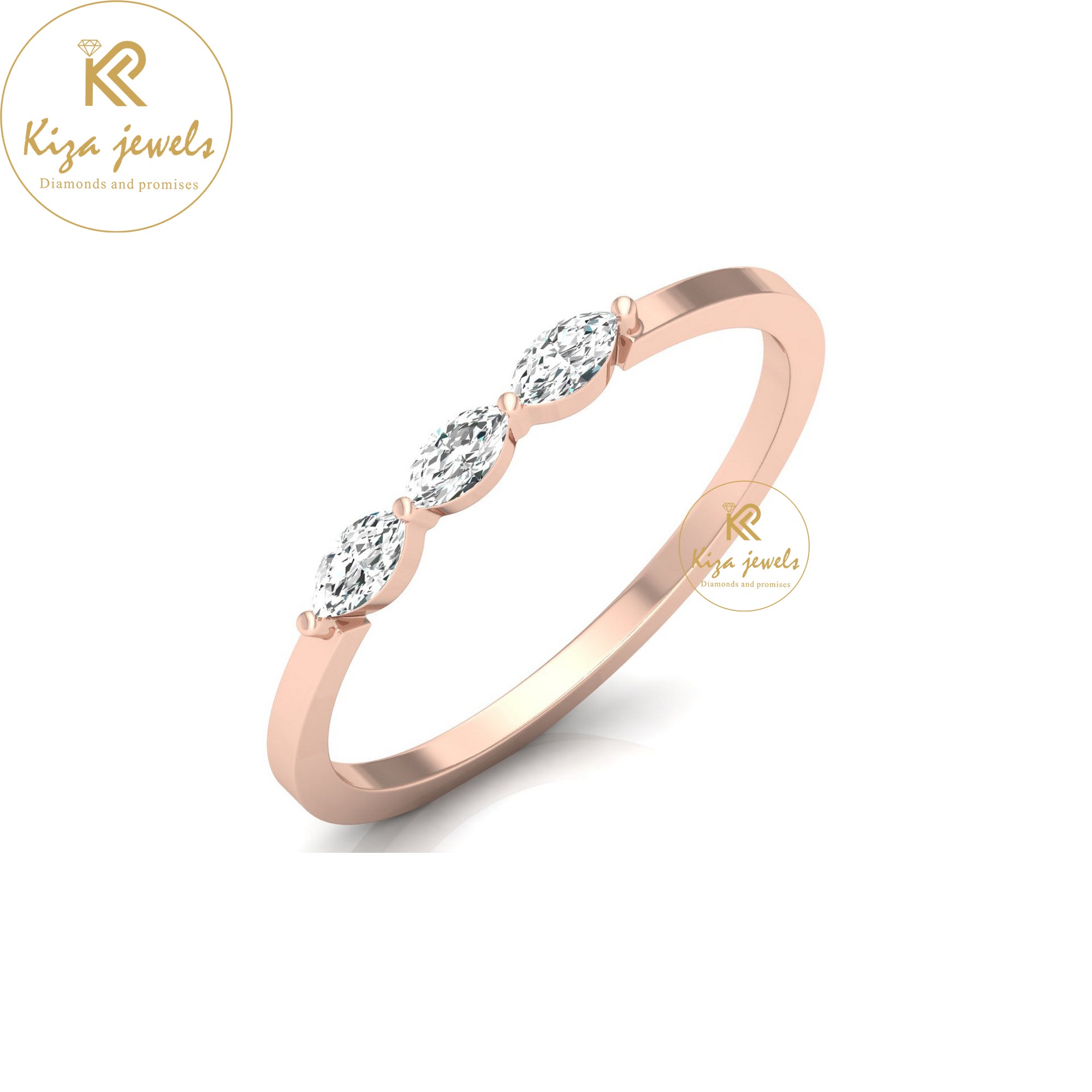 0.16 TDW Marquise Cut Minimalist Diamond Ring