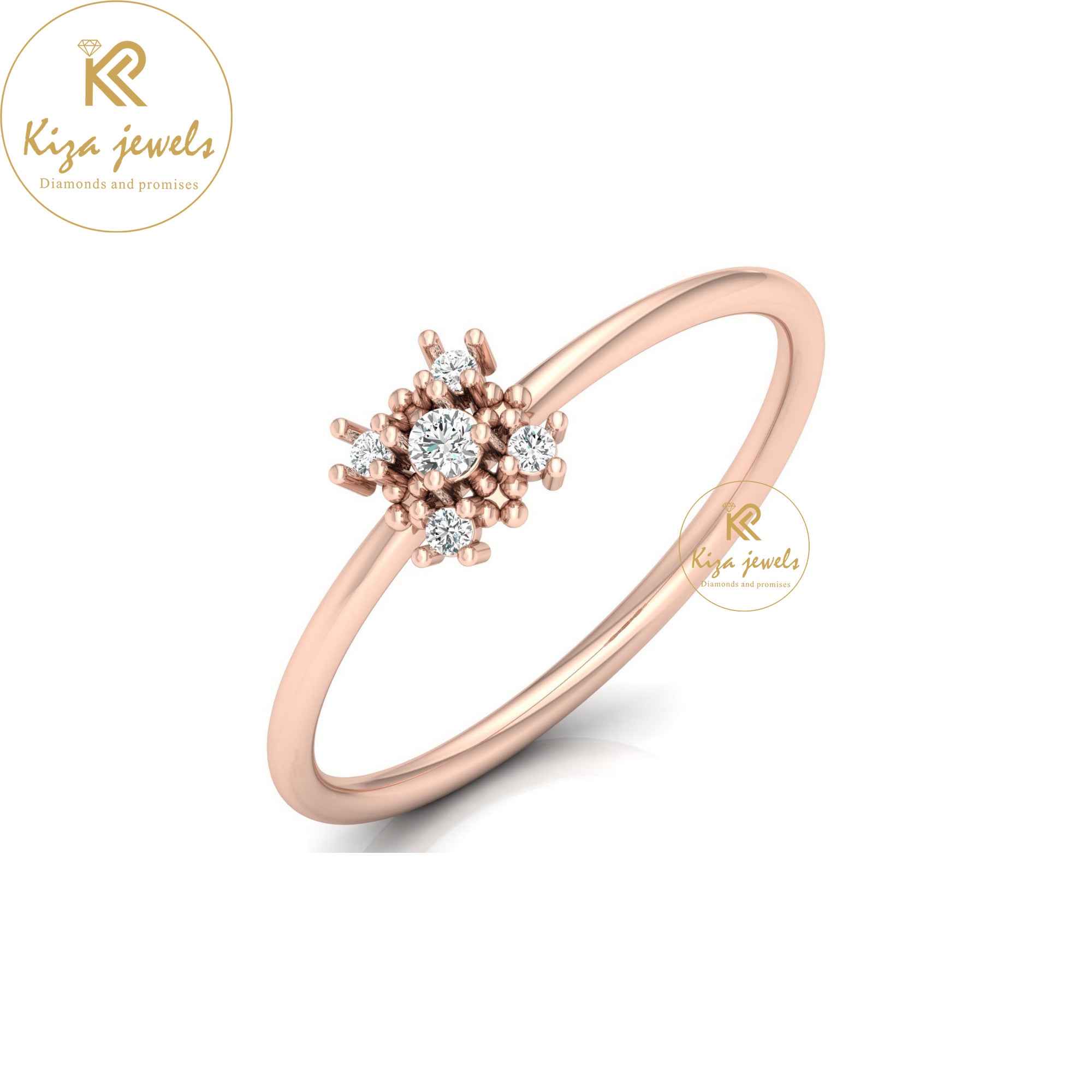 0.06 TDW Round Cut Minimalist Diamond Ring