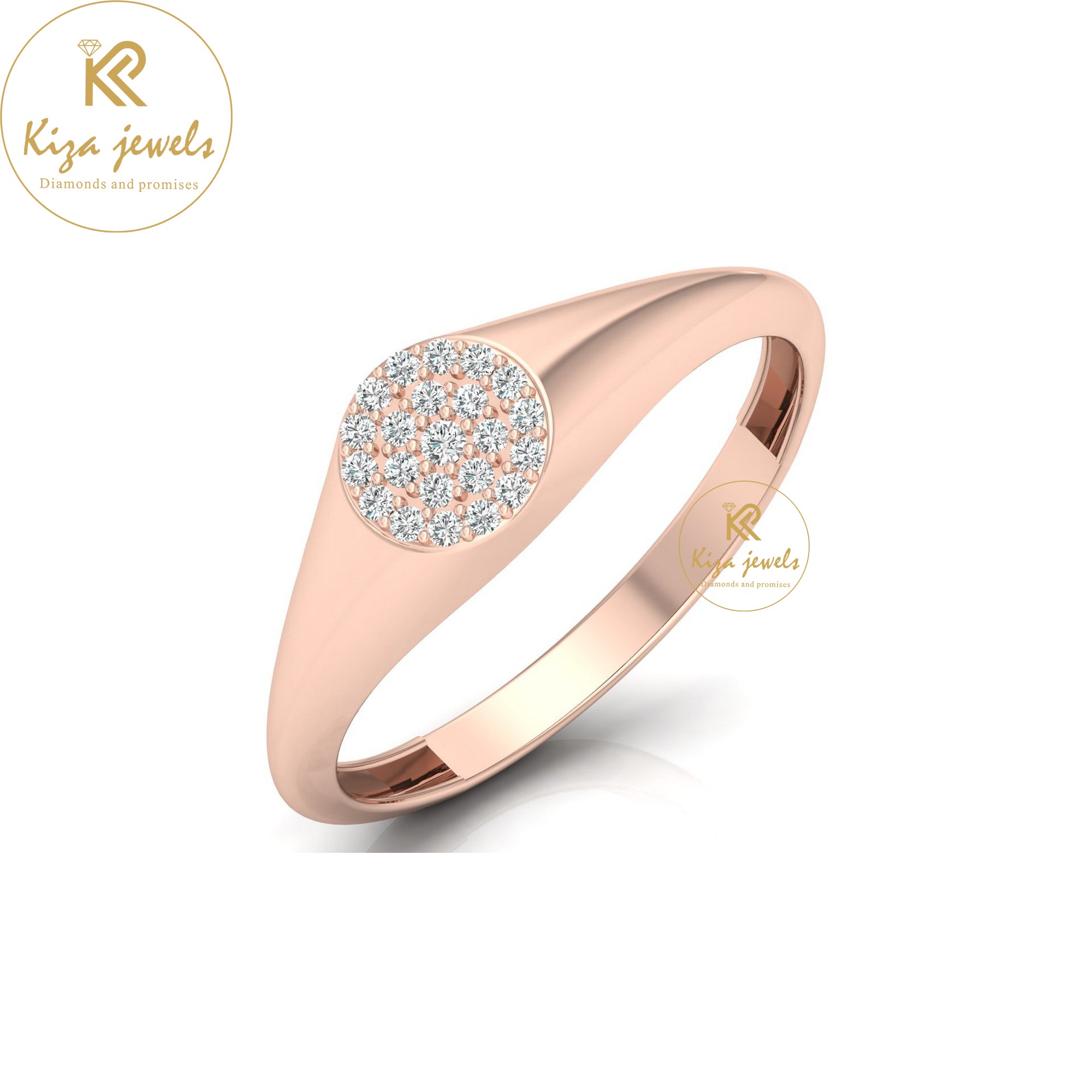 0.088 TDW Round Cut Women's Minimalist Diamond Ring