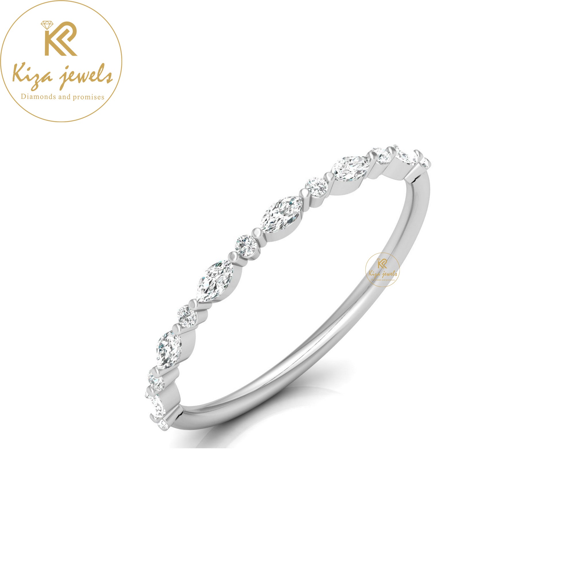 0.18 TDW Round & Marquise Cut Minimalist Diamond Ring