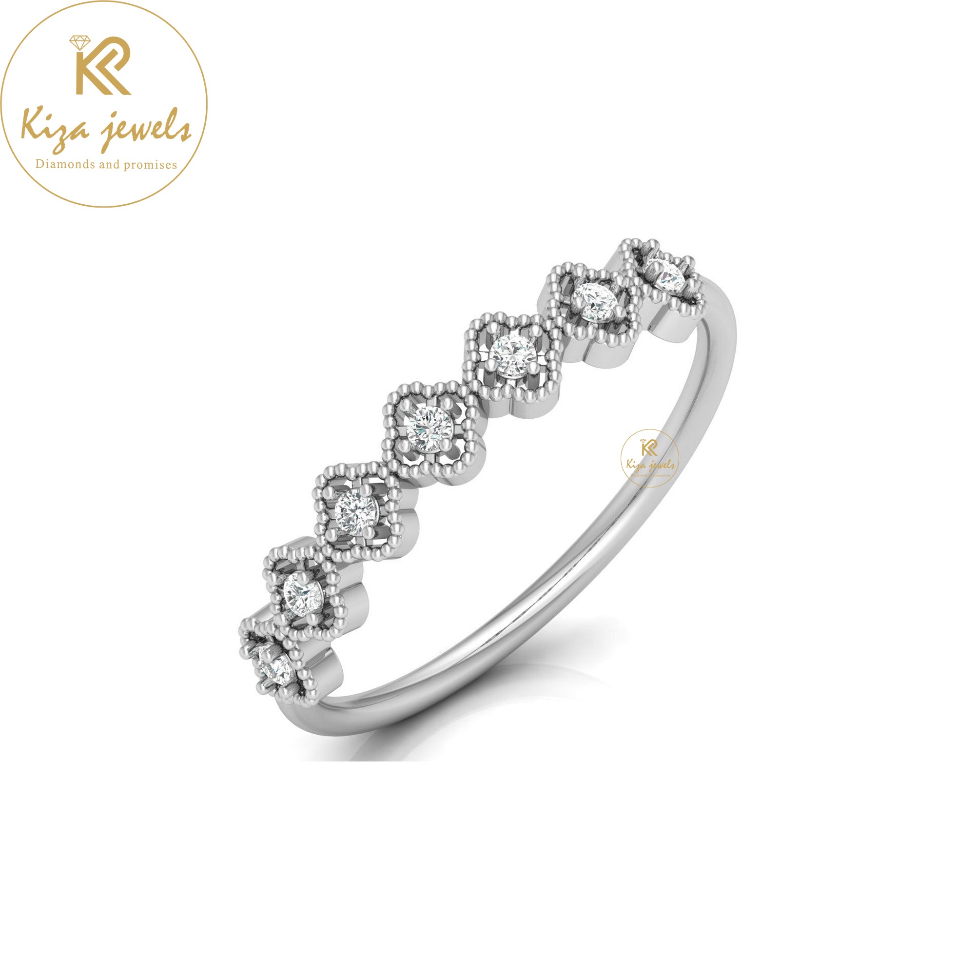 0.09 TDW Round Cut Minimalist Diamond Ring