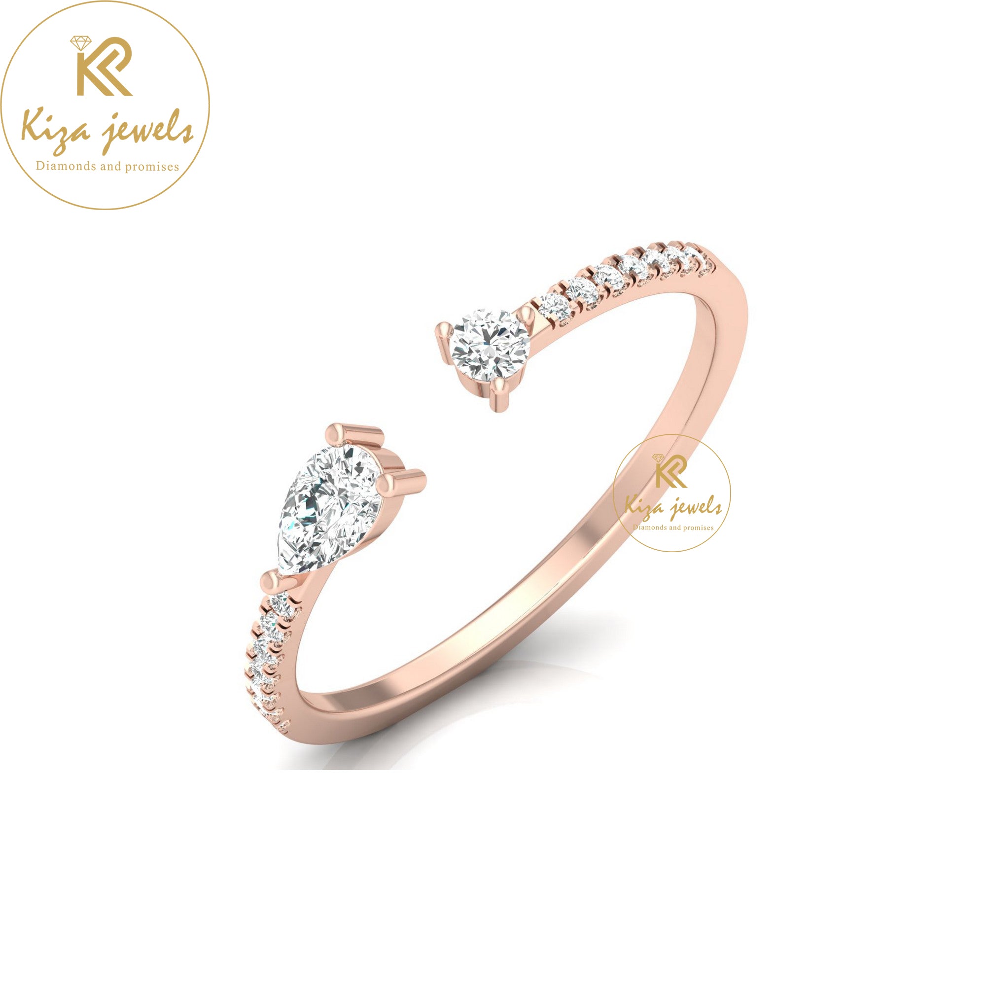 0.28 TDW Round & Pear Cut Minimalist Diamond Ring