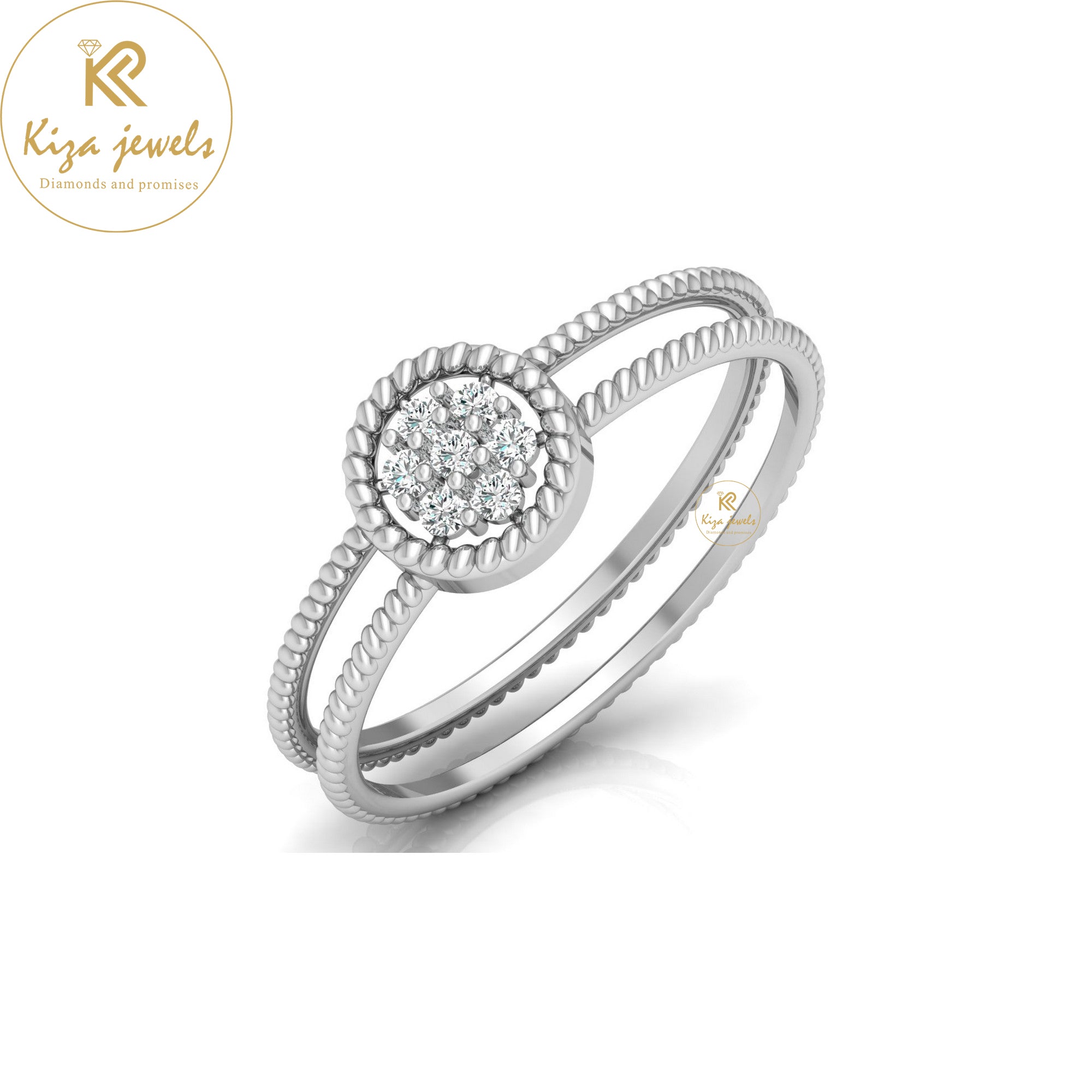 0.09 TDW Round Cut Minimalist Diamond Ring
