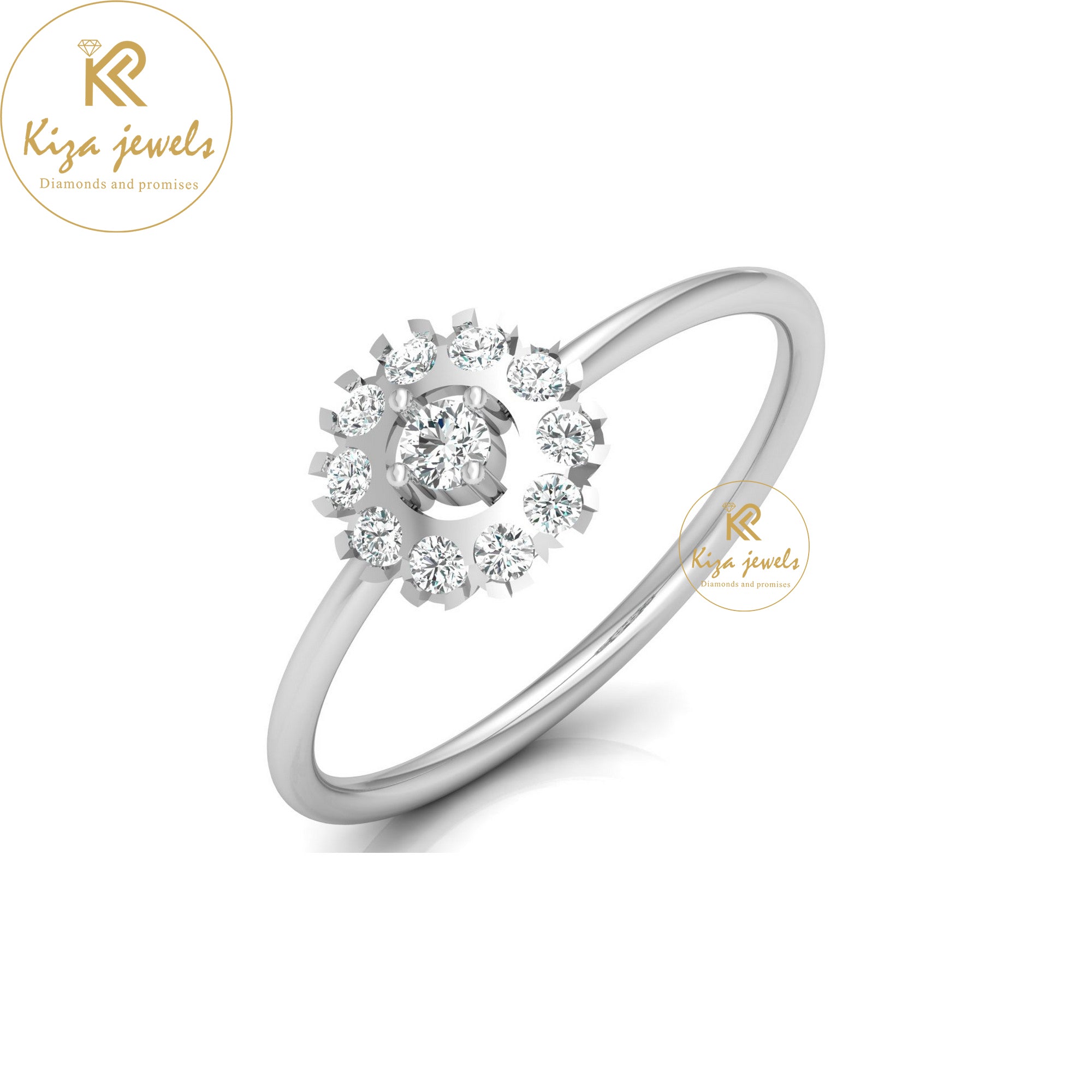 0.21 TDW Round Cut Minimalist Diamond Ring