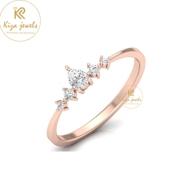 0.19 TDW Round & Pear Cut Minimalist Diamond Ring