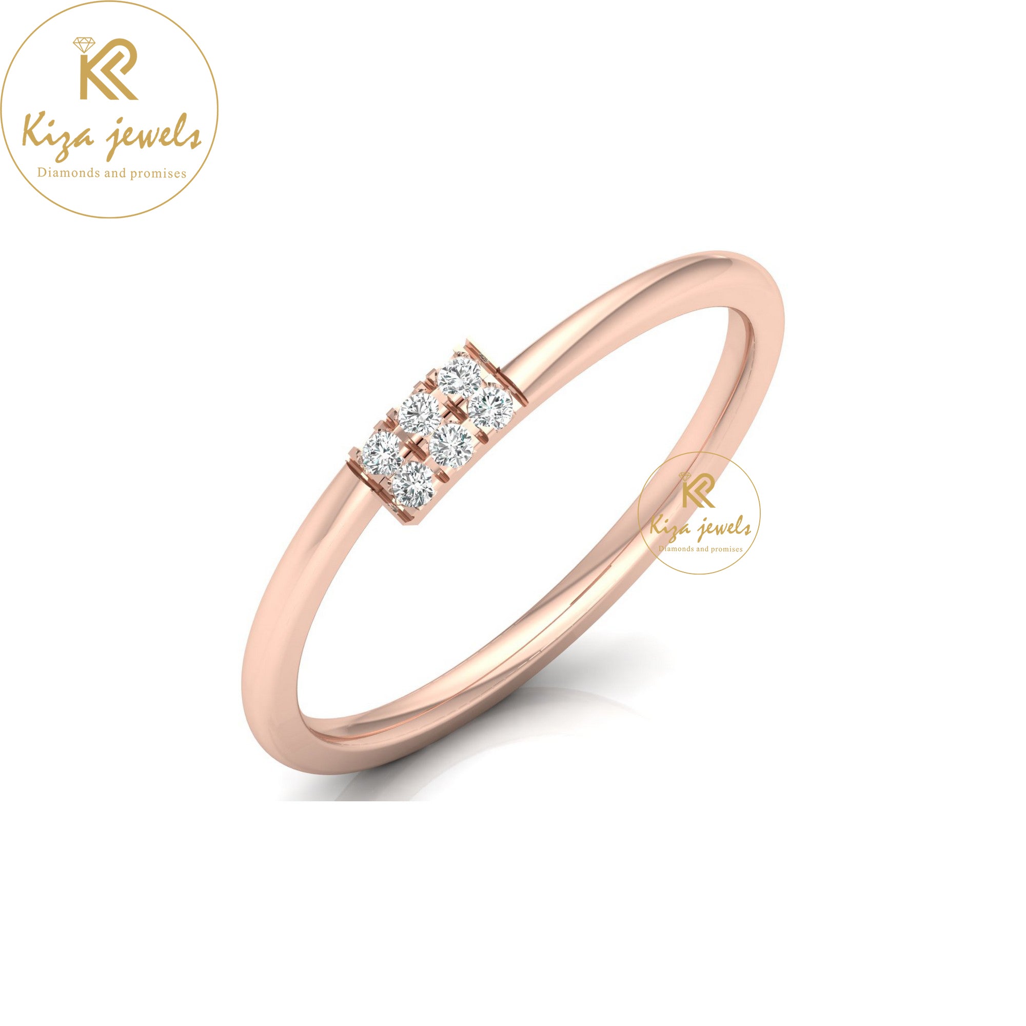 0.06 TDW Round Cut Women's Minimalist Diamond Ring