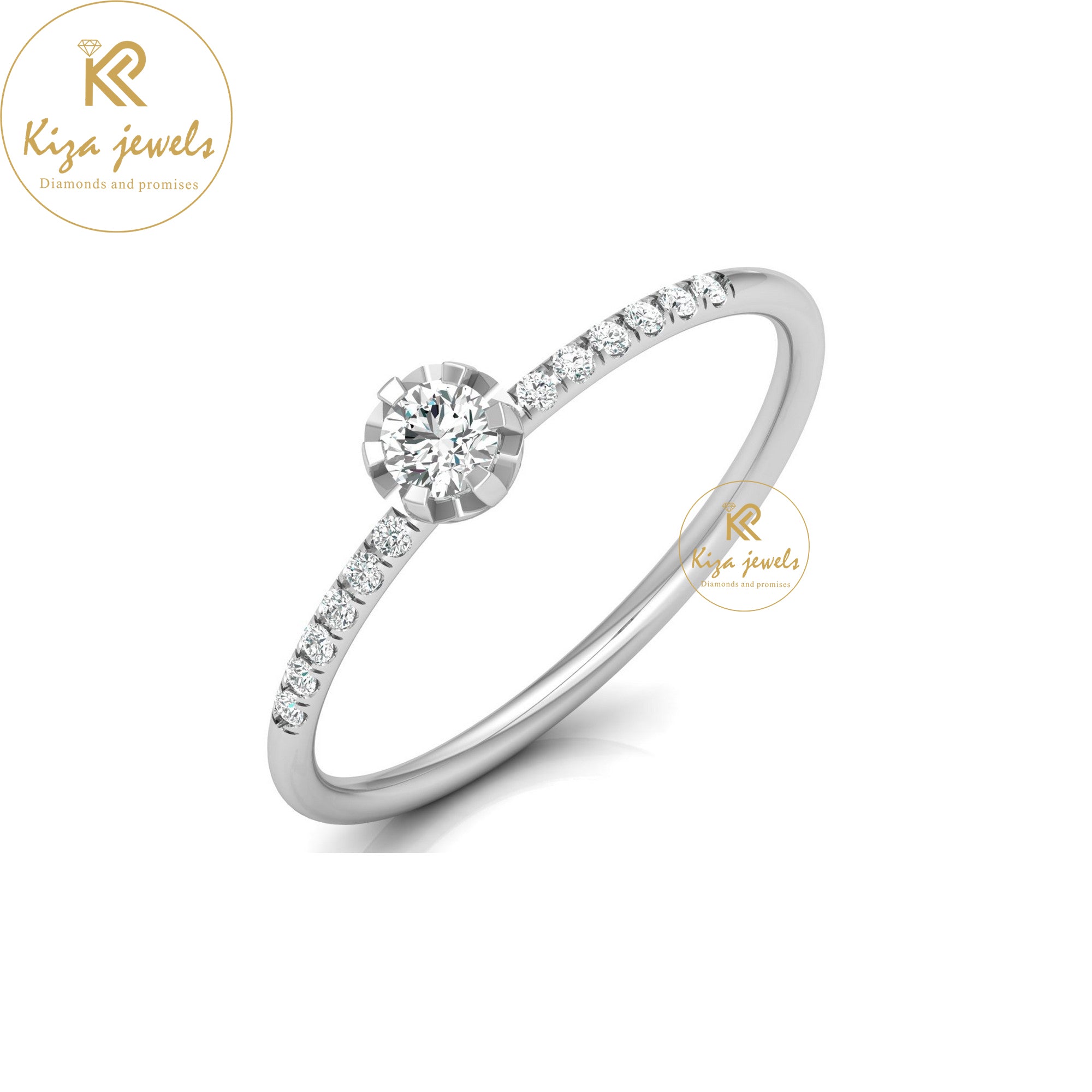 0.19 TDW Round Cut Minimalist Diamond Ring