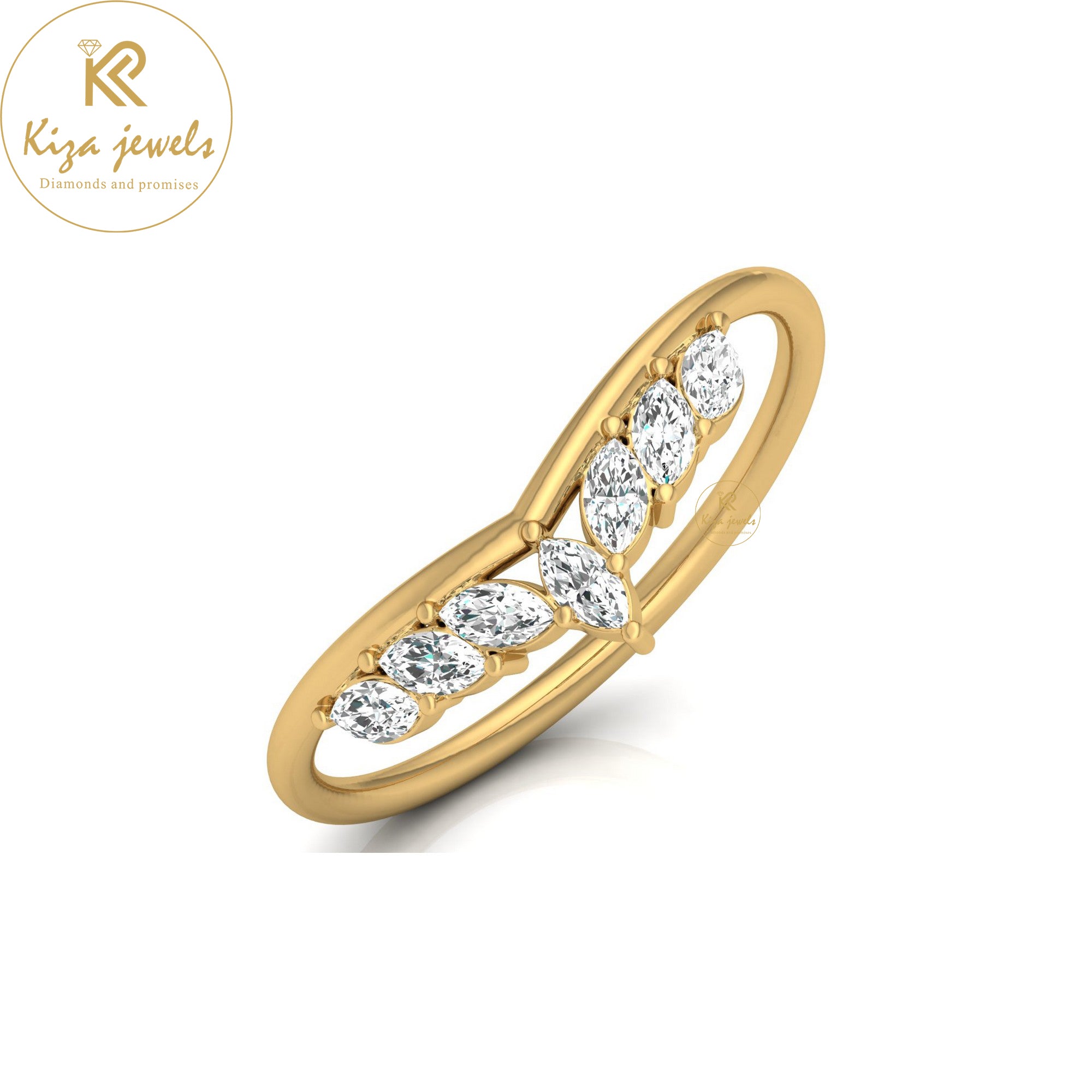 0.25 TDW Marquise Cut Minimalist Diamond Ring