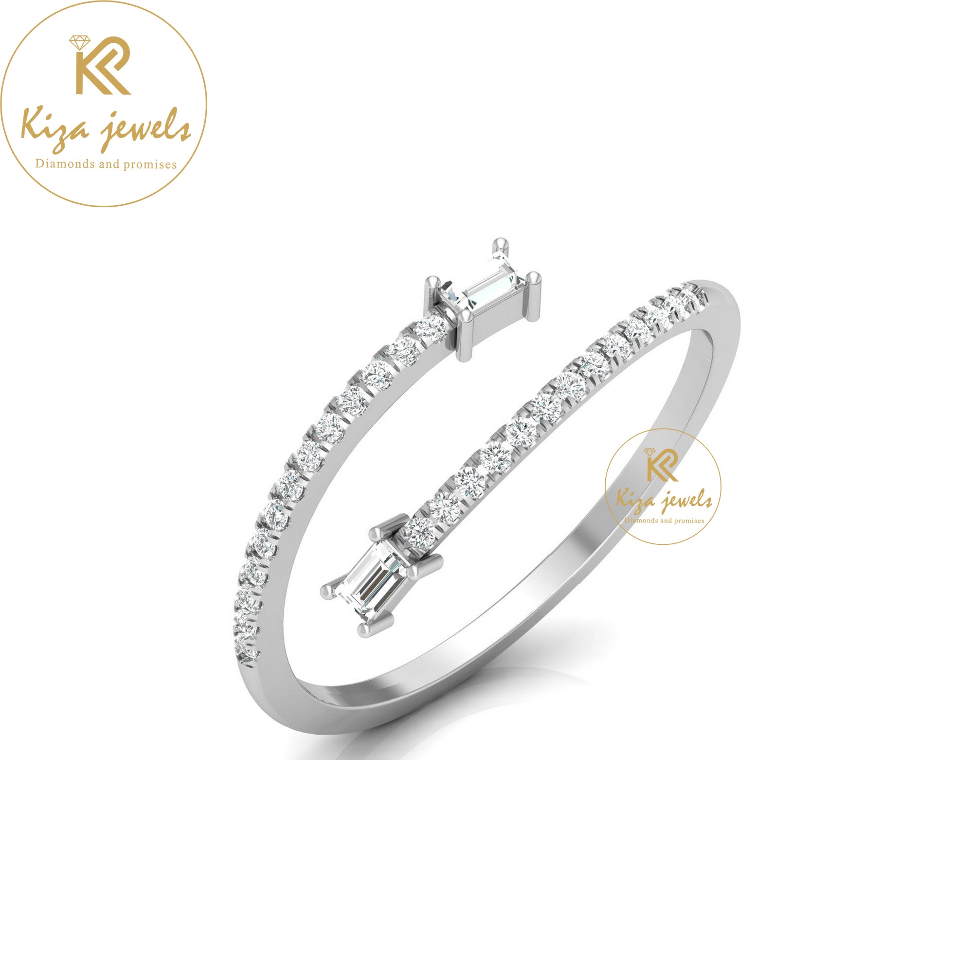 0.18 TDW Round & Baguette Cut Minimalist Diamond Ring