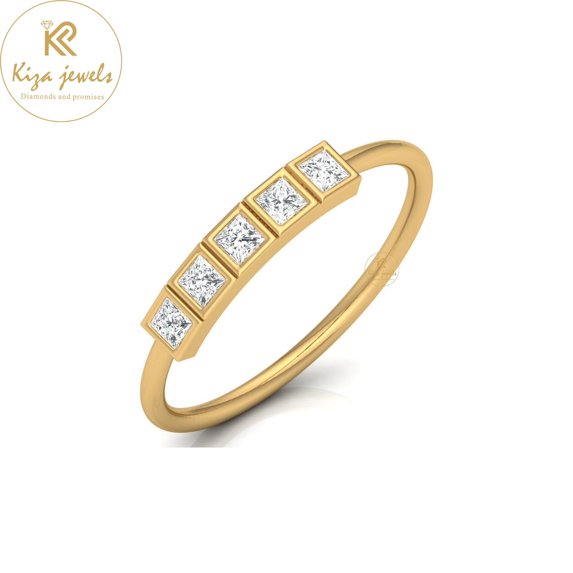 0.23 TDW  Princess Cut Minimalist Diamond Ring