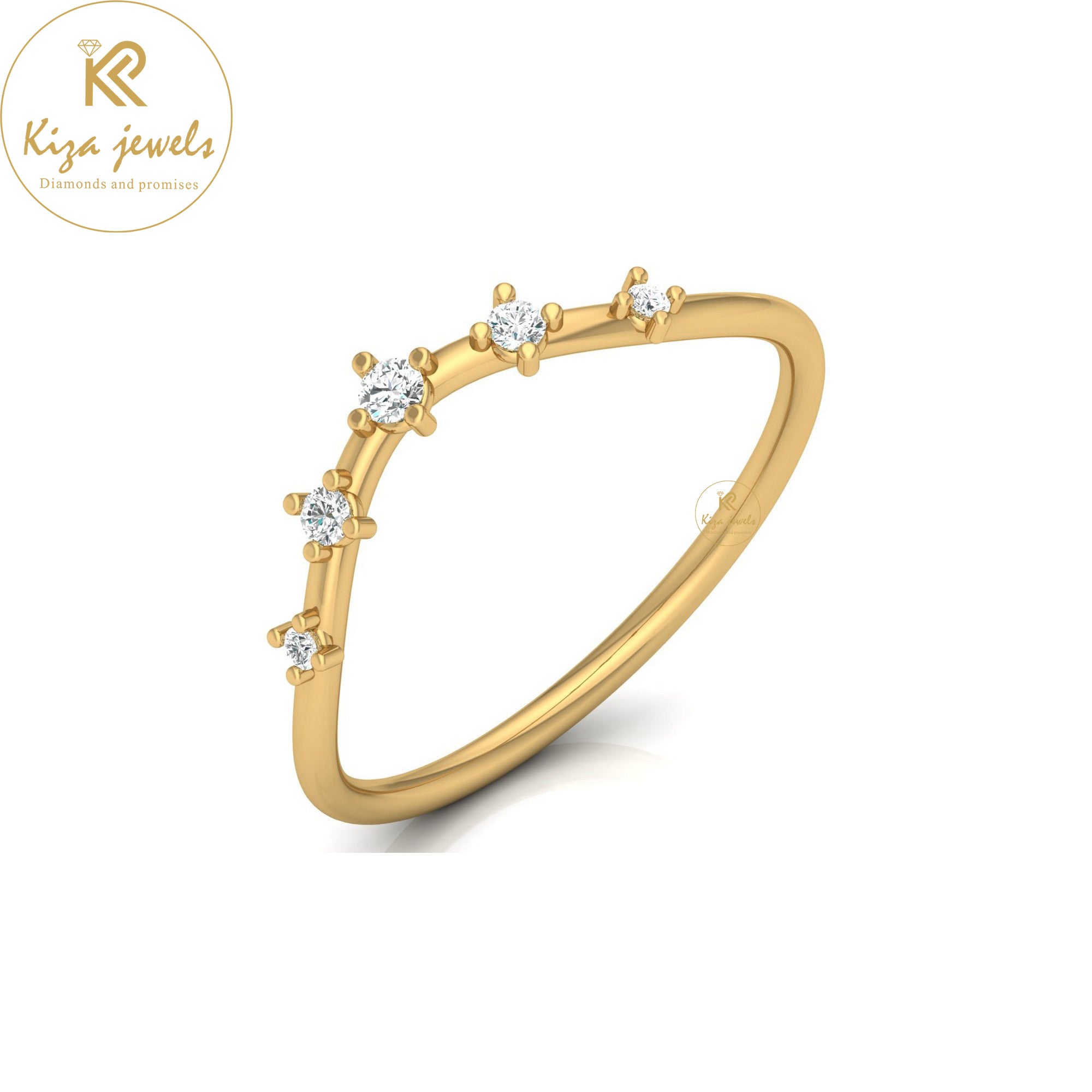 0.08 TDW Round Cut Minimalist Diamond Ring
