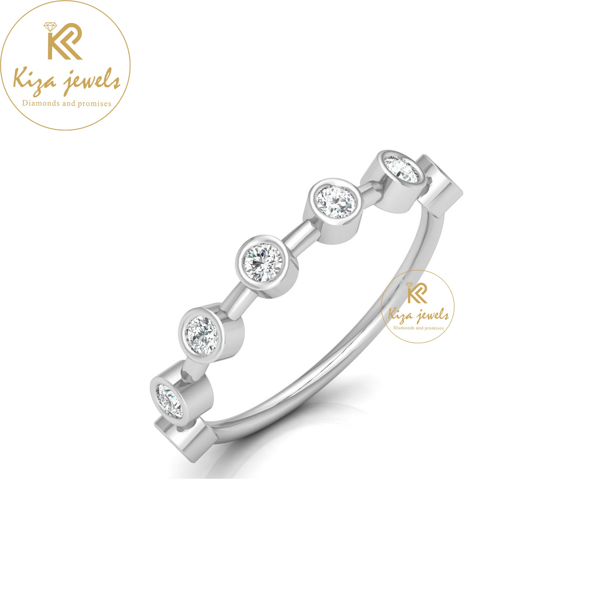 0.28 TDW Round Cut Women's Minimalist Diamond Ring