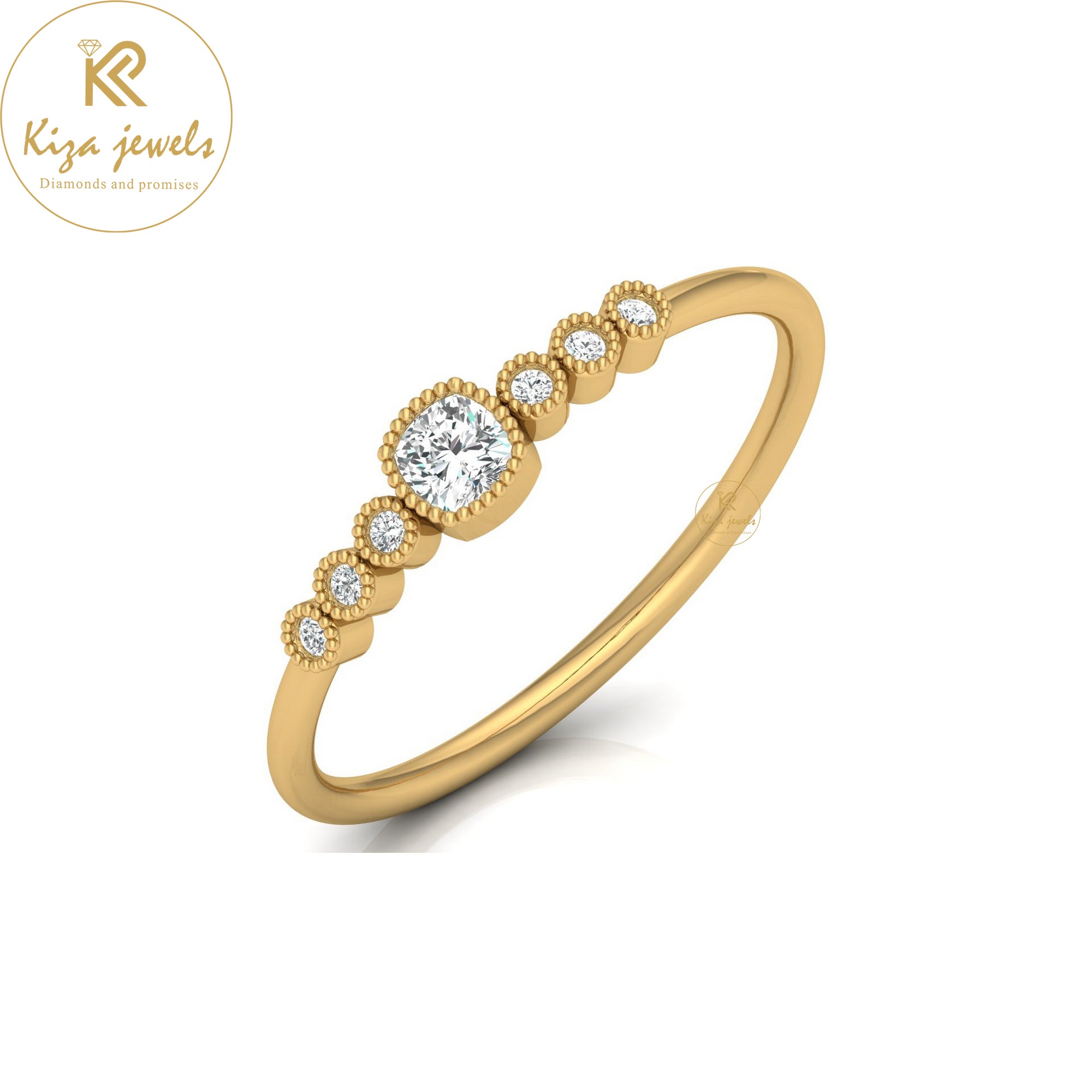 0.17 TDW Cushion & Round Cut Minimalist Diamond Ring