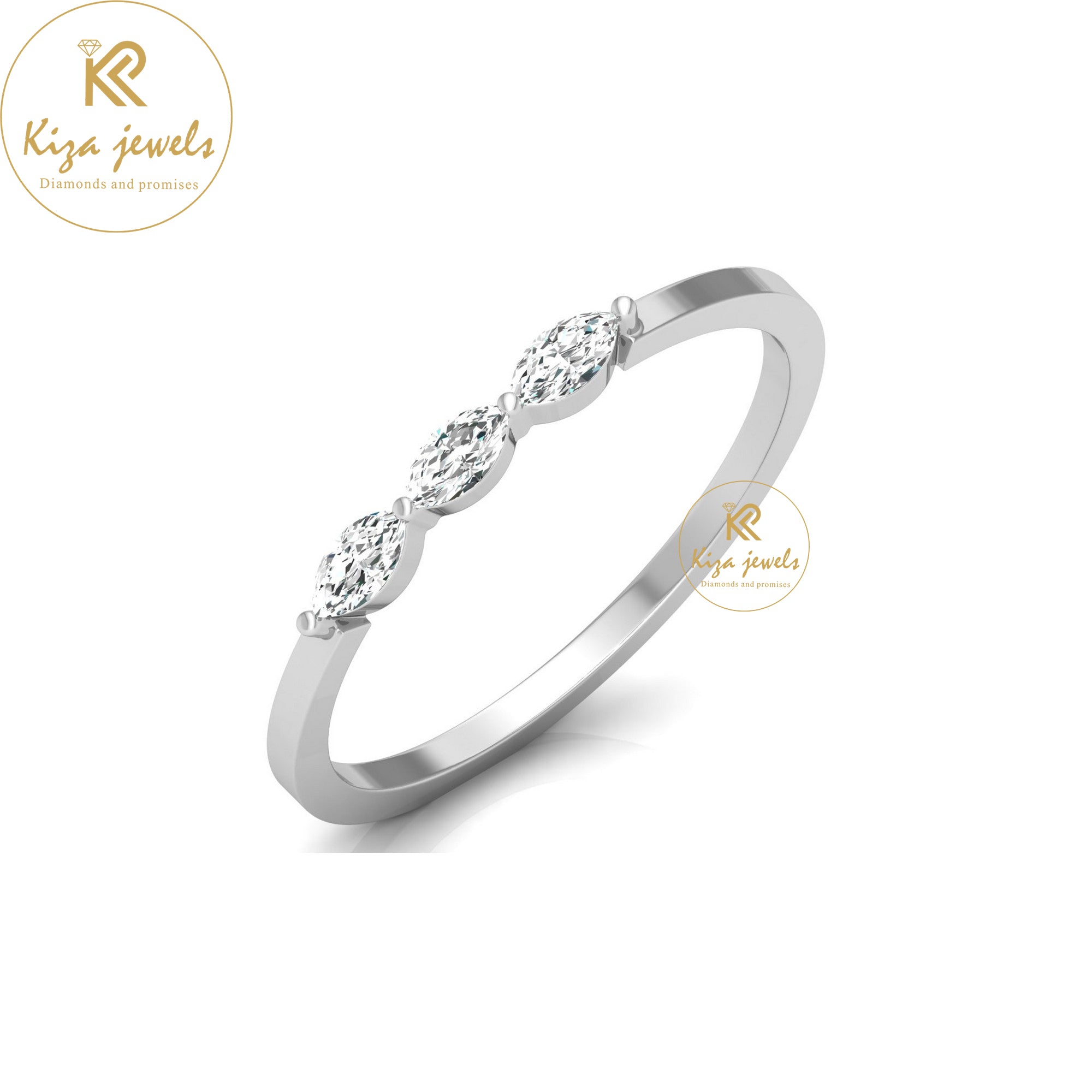 0.16 TDW Marquise Cut Minimalist Diamond Ring