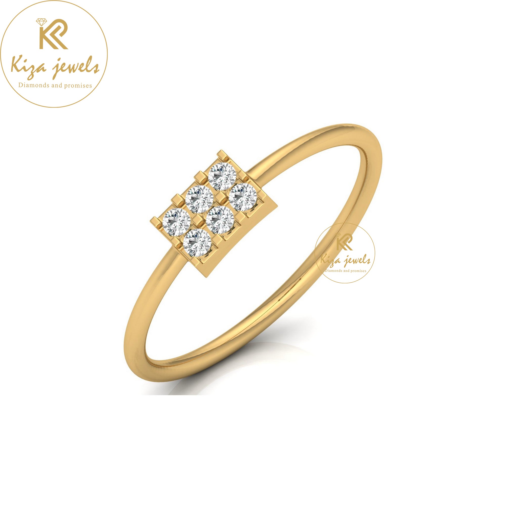 0.11 TDW Round Cut Minimalist Diamond Ring