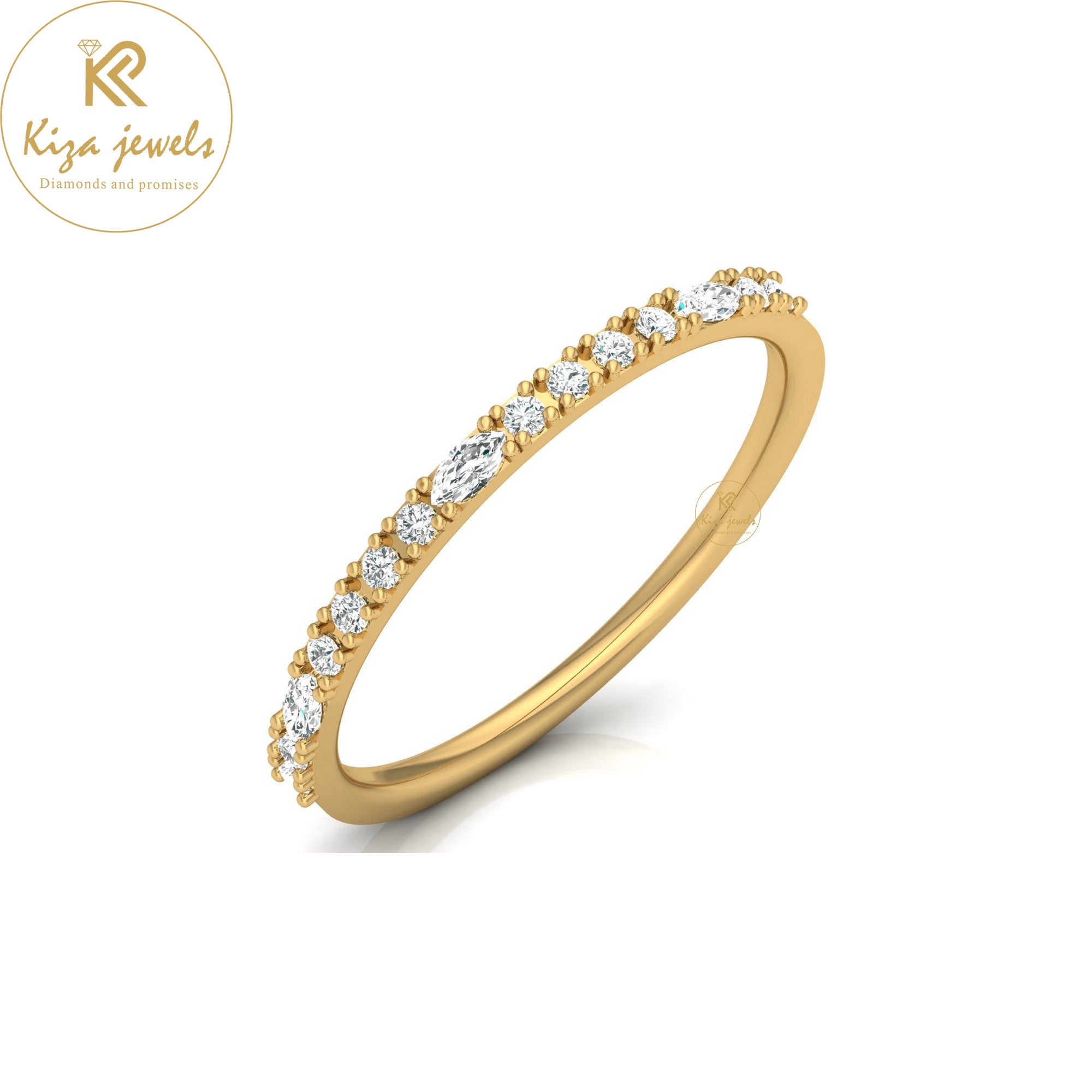 0.17 TDW Round & Marquise Cut Minimalist Diamond Ring