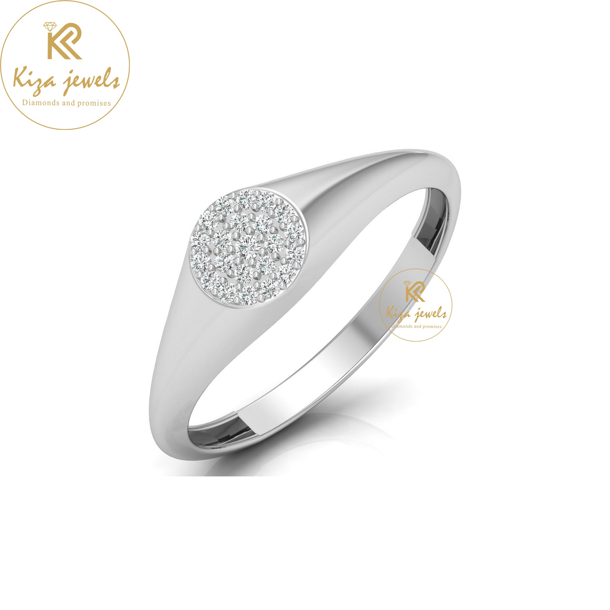 0.088 TDW Round Cut Women's Minimalist Diamond Ring