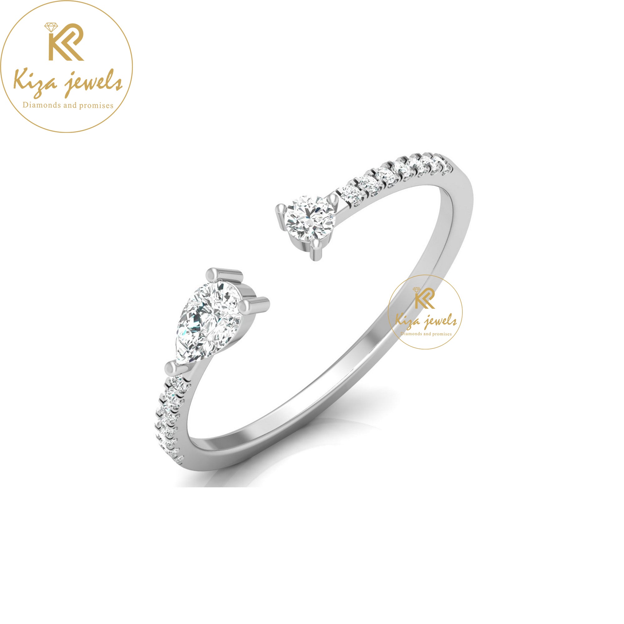 0.28 TDW Round & Pear Cut Minimalist Diamond Ring